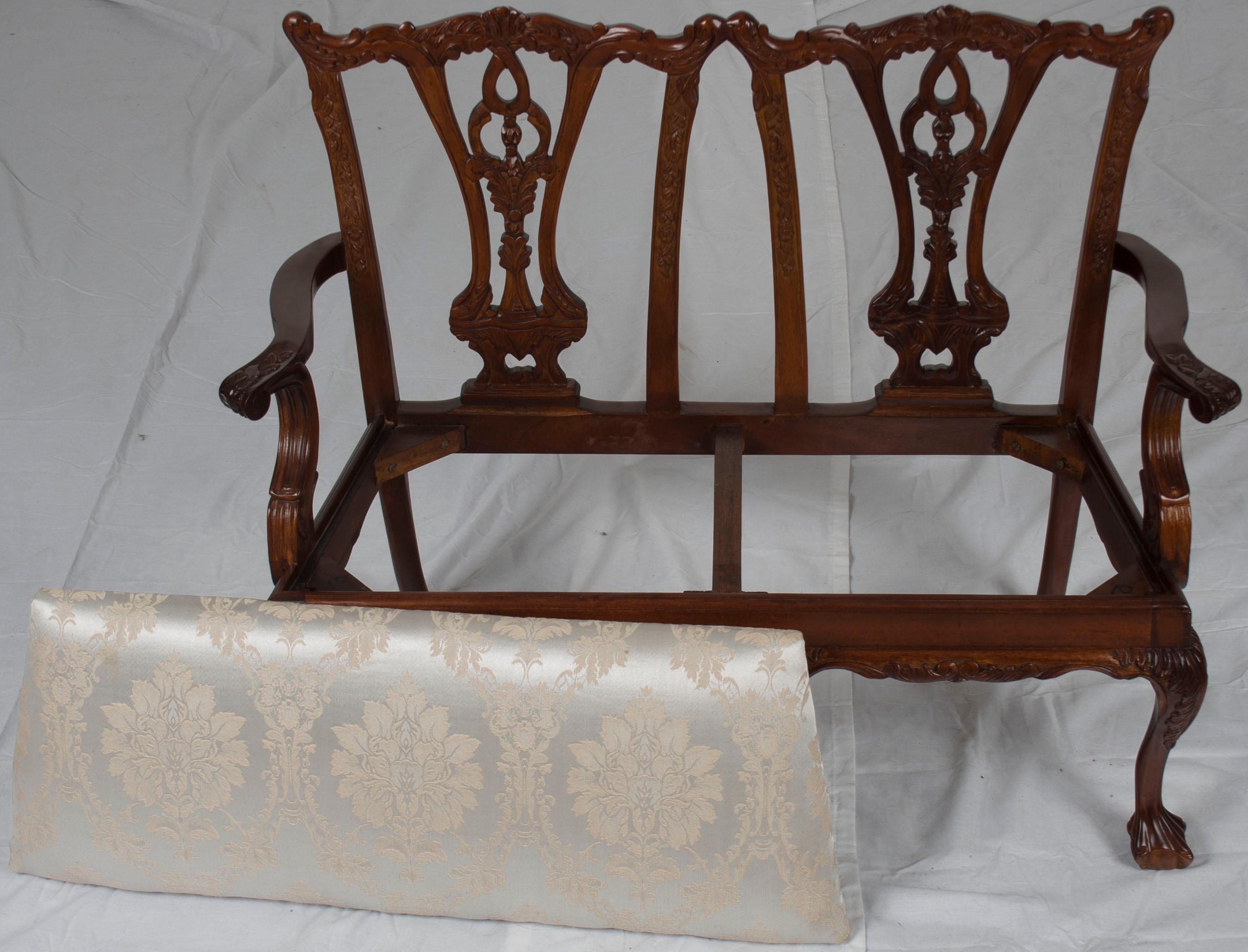 Chippendale Style Carved Mahogany Child's Size Bench For Sale 2