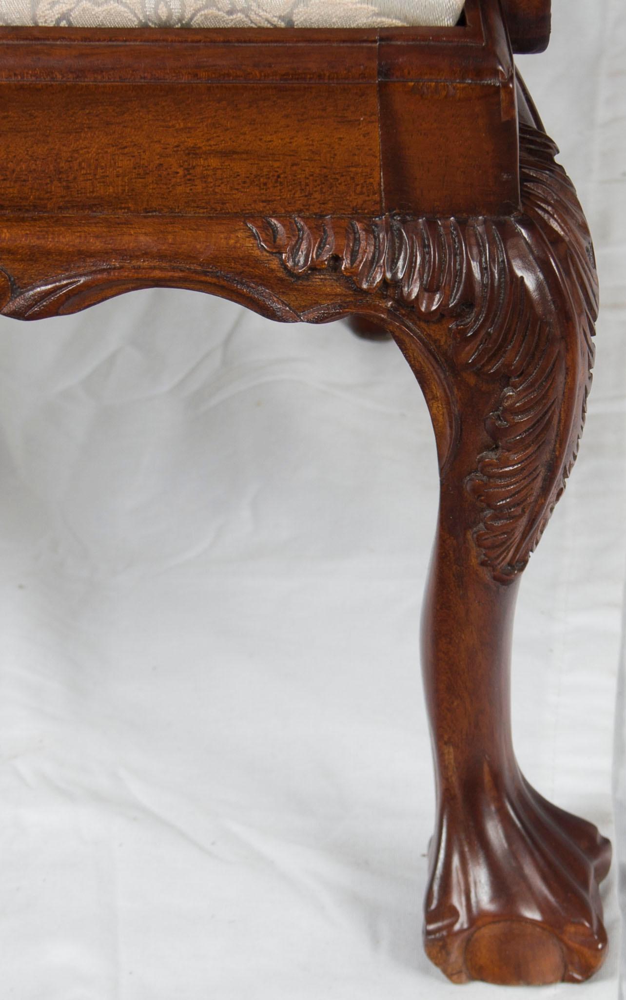 Chippendale Style Carved Mahogany Child's Size Bench For Sale 3