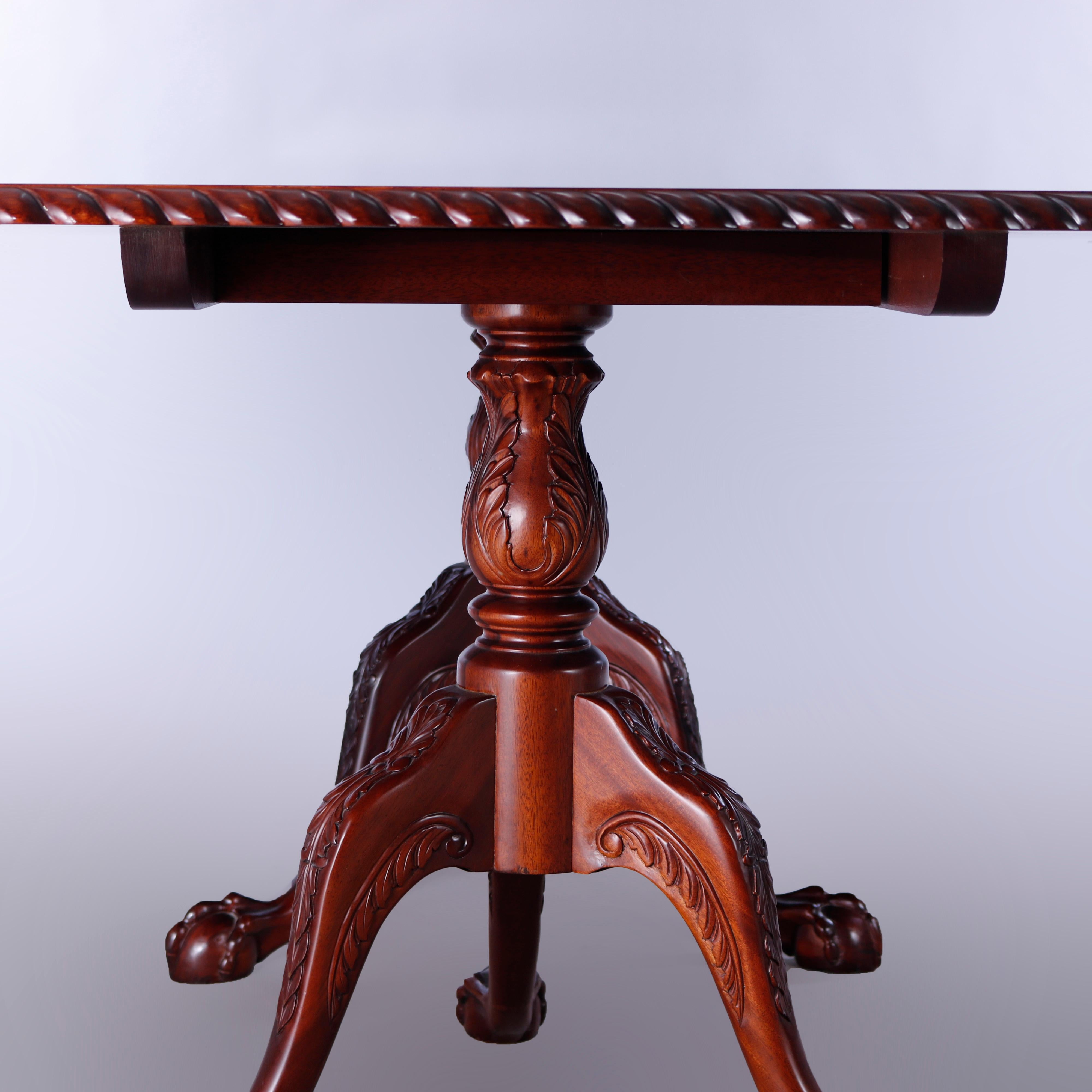 Chippendale Style Carved Mahogany Double Pedestal Dining Table, 20th C 8