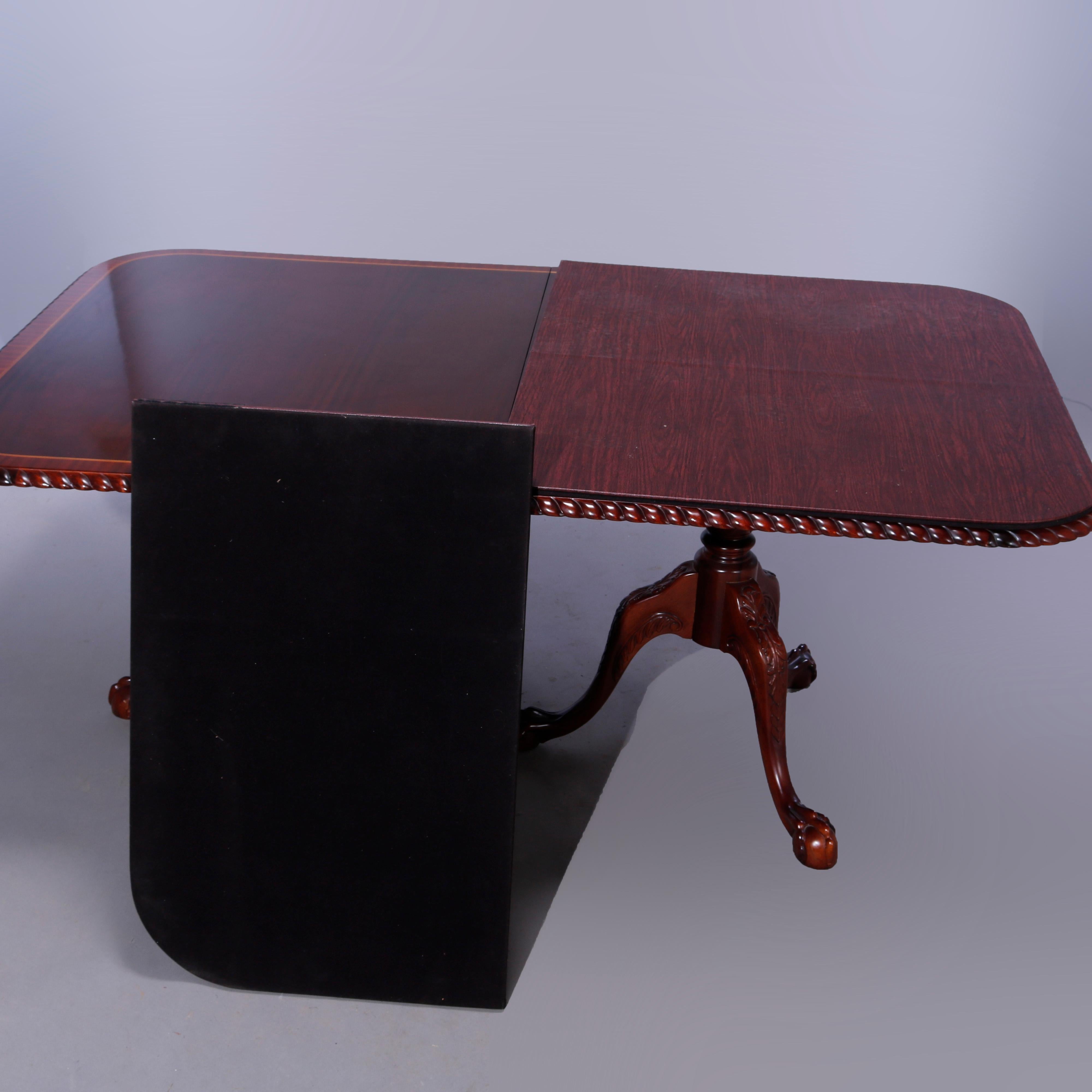 Chippendale Style Carved Mahogany Double Pedestal Dining Table, 20th C 10