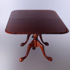 Chippendale Style Carved Mahogany Double Pedestal Dining Table, 20th C
