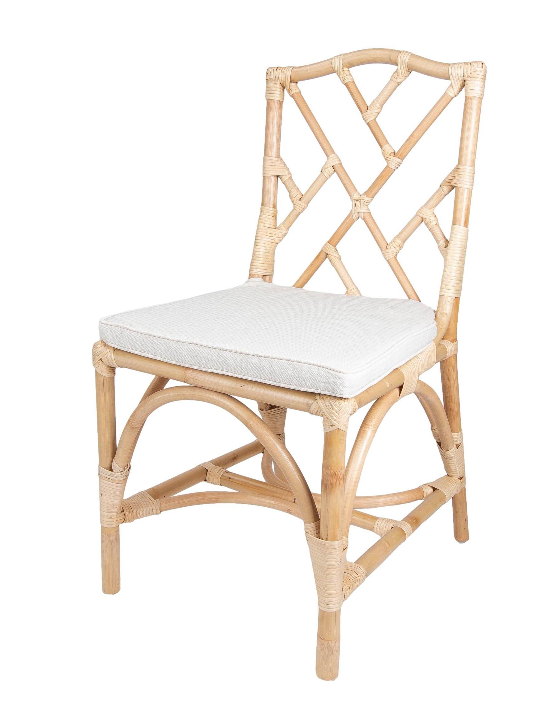 Chippendale Style Chair in Bamboo and Wicker For Sale at 1stDibs