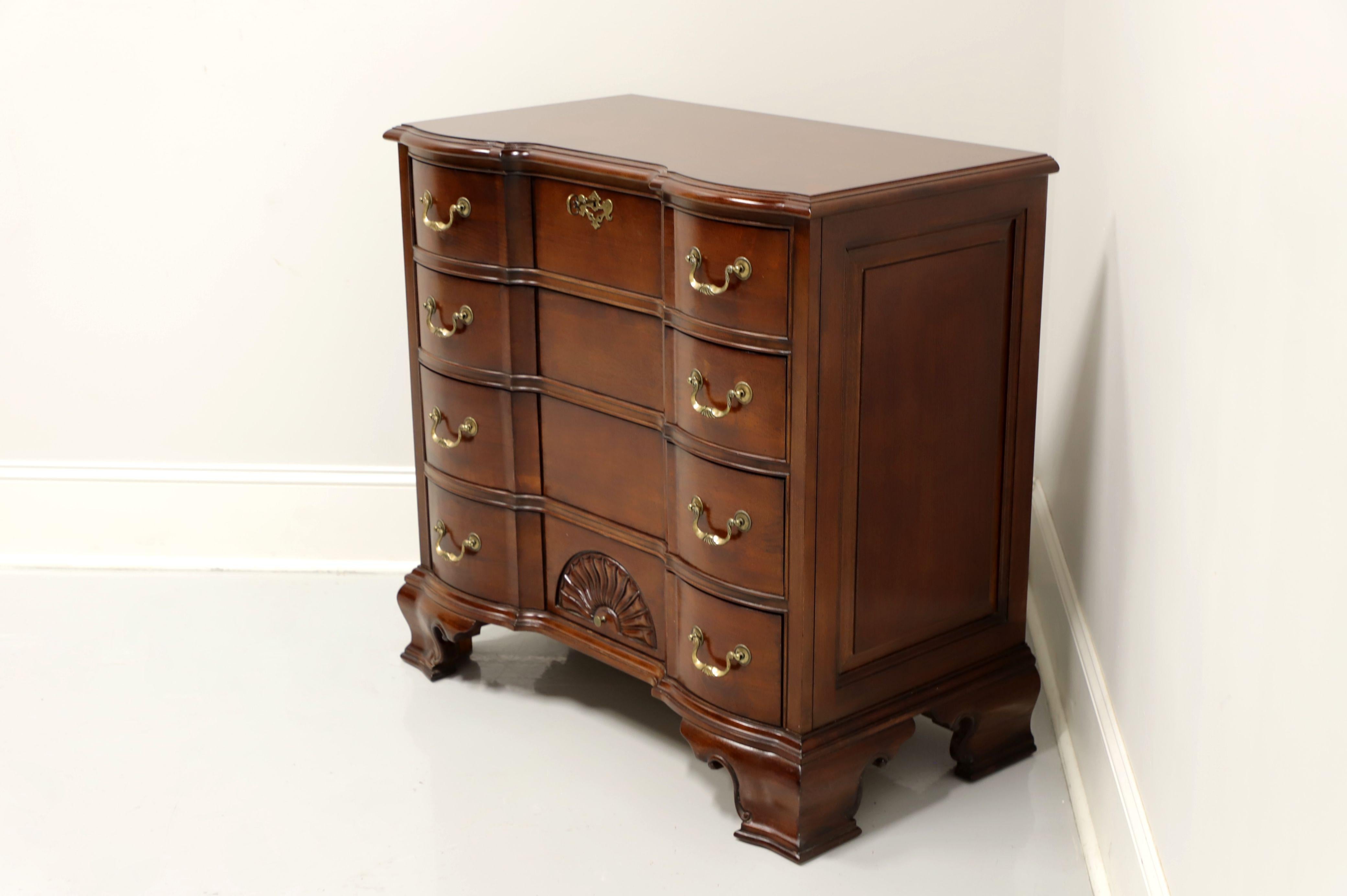 Asian Chippendale Style Cherry Block Front Nightstand Bedside Chest