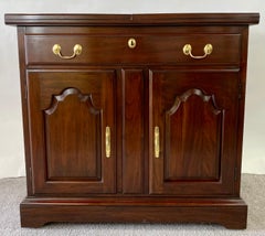 Chippendale Style Cherry Wood Folding Cabinet or Serving Bar by Harden