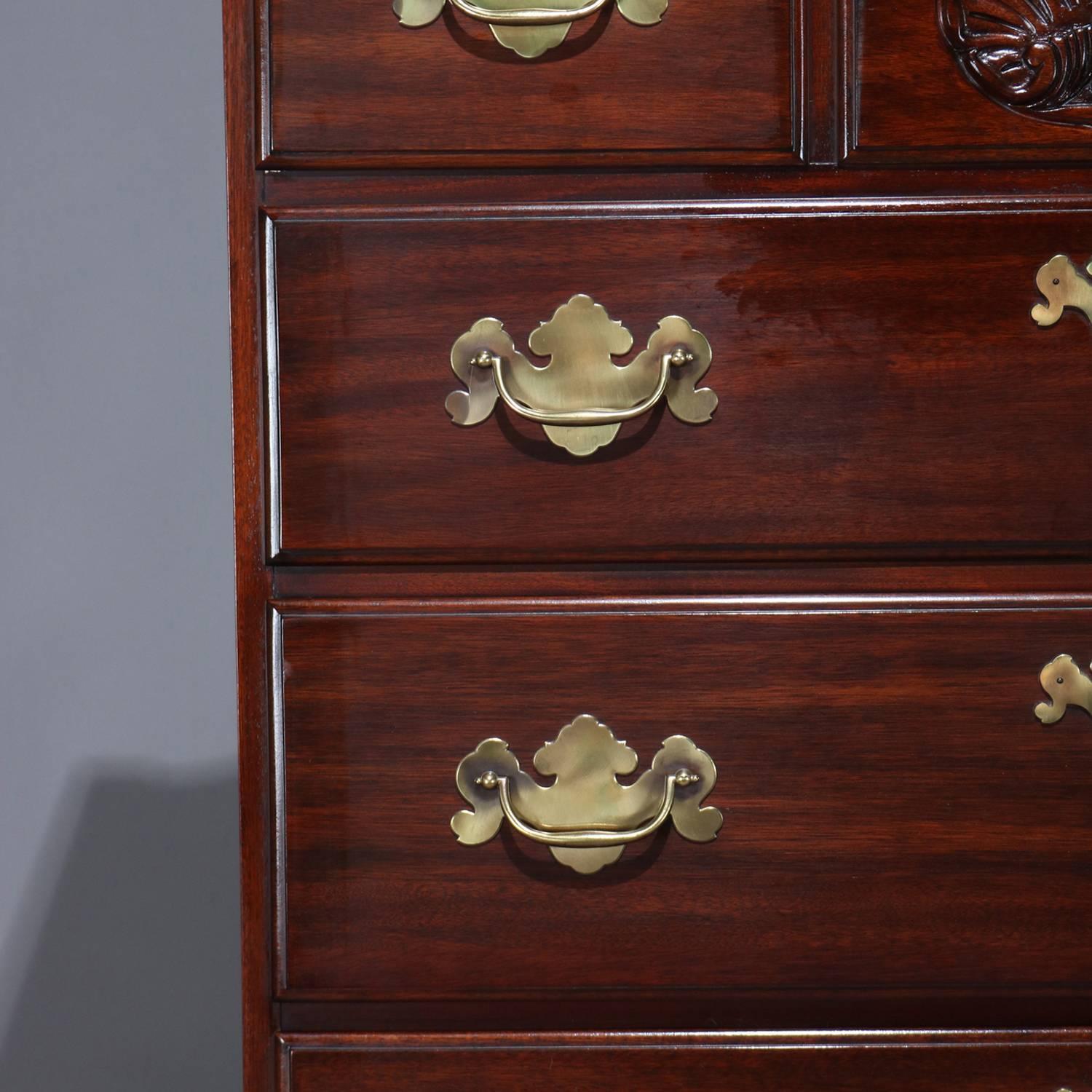 Chippendale Style Chest-on-Chest Mahogany Highboy by Henkel Harris, 20th Century 5