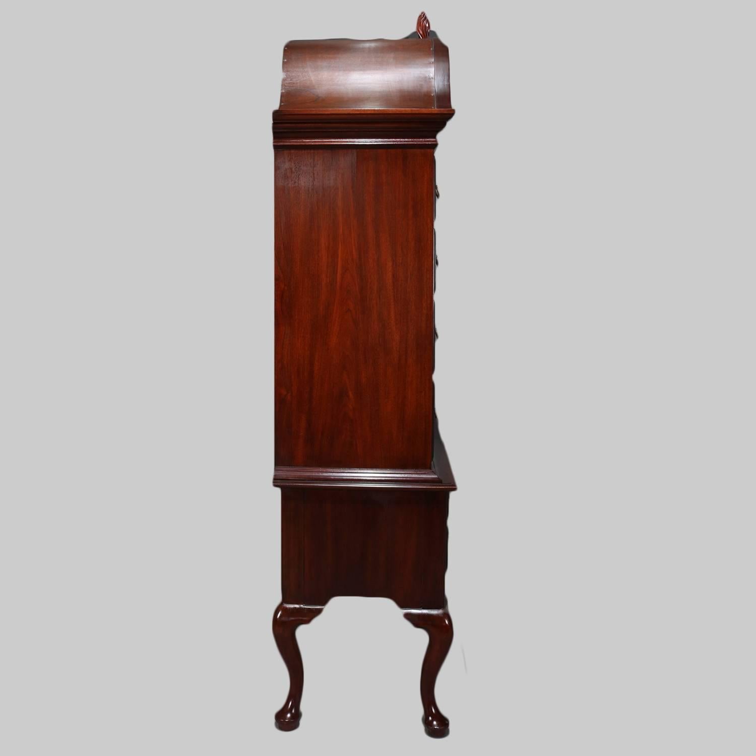 American Chippendale Style Chest-on-Chest Mahogany Highboy by Henkel Harris, 20th Century