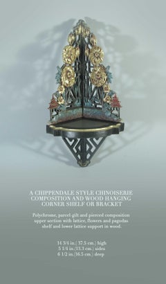 Chippendale Style Chinoiserie Composition & Hanging Corner Shelf or Bracket