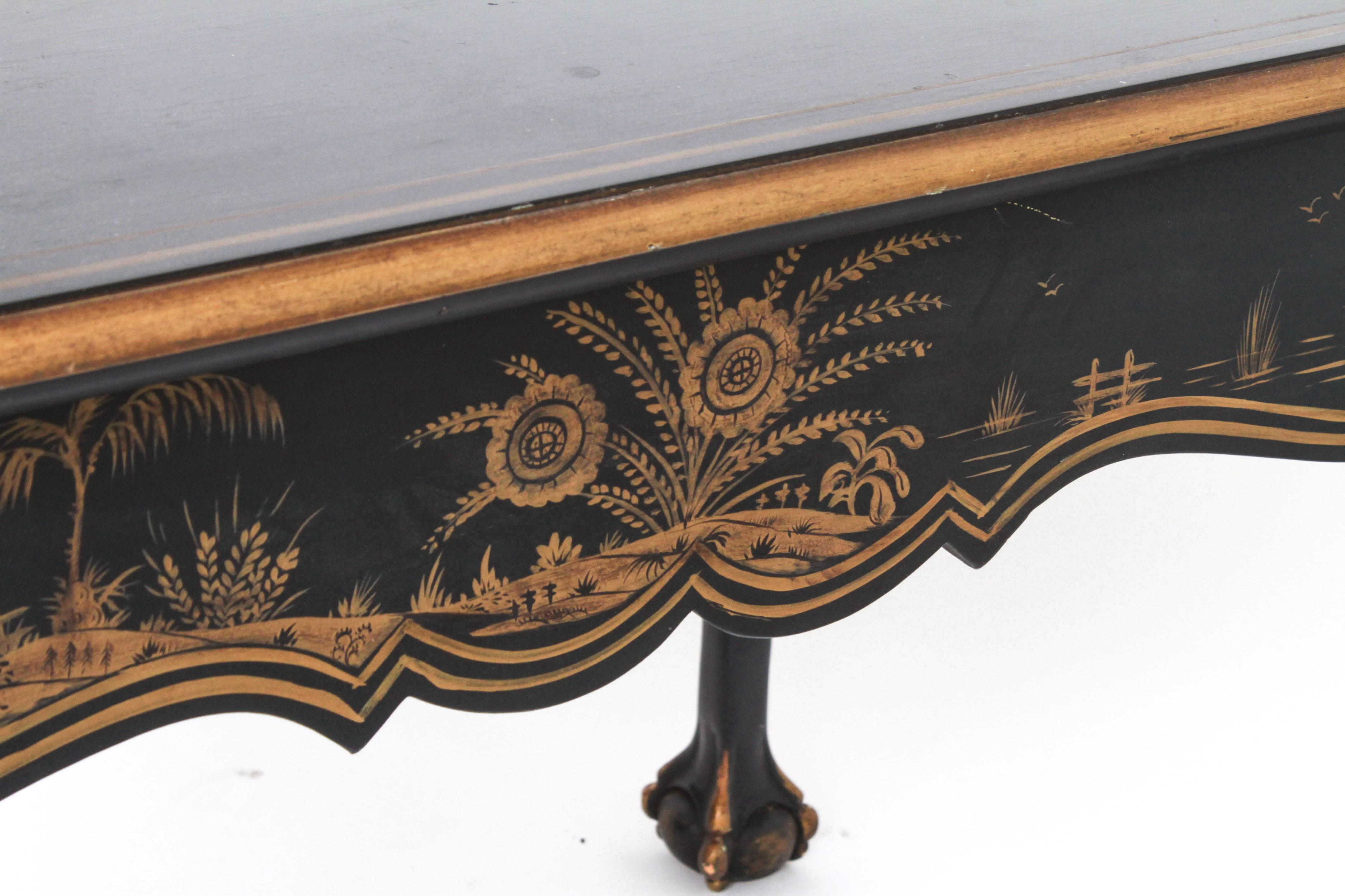 Chippendale Style Chinoiserie Lacquered Desk 1