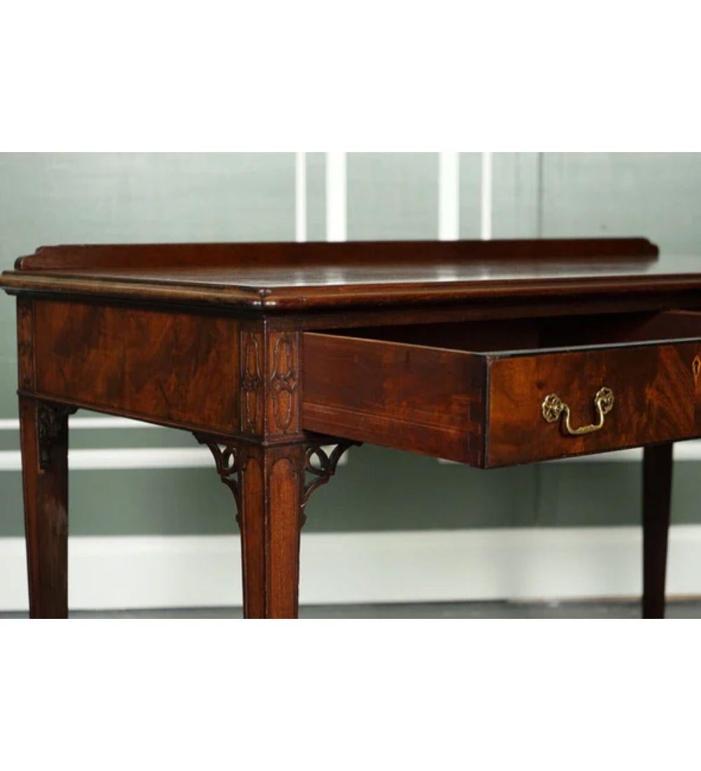 Hand-Crafted Chippendale Style Console Hallway Table with Original Handles For Sale