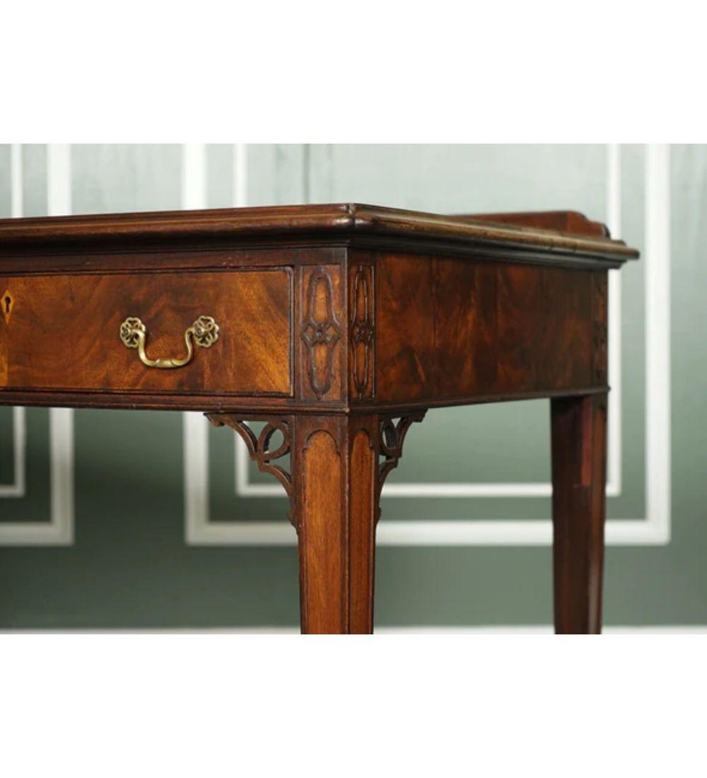 Hardwood Chippendale Style Console Hallway Table with Original Handles For Sale