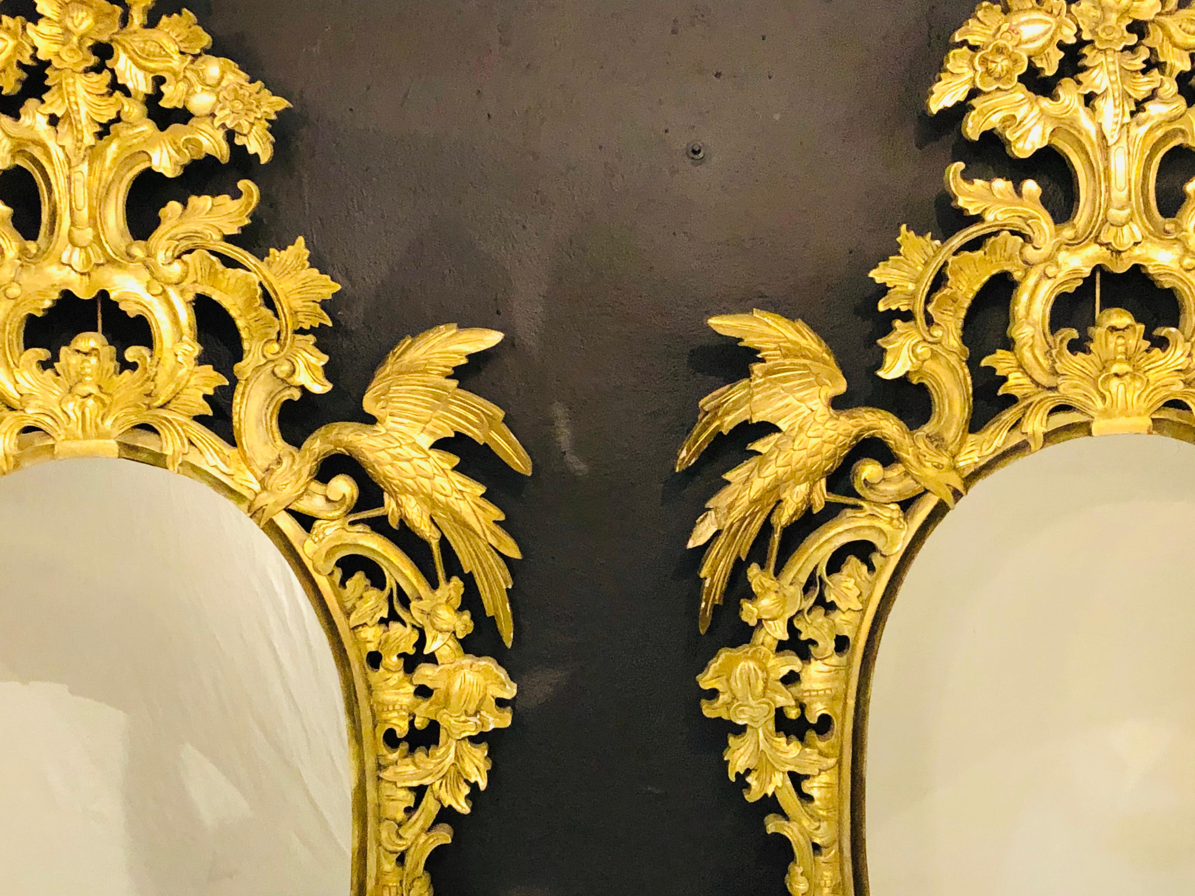 Chinese Chippendale Chippendale Style Console, Wall or over the Mantle Mirrors, a Pair Italian For Sale