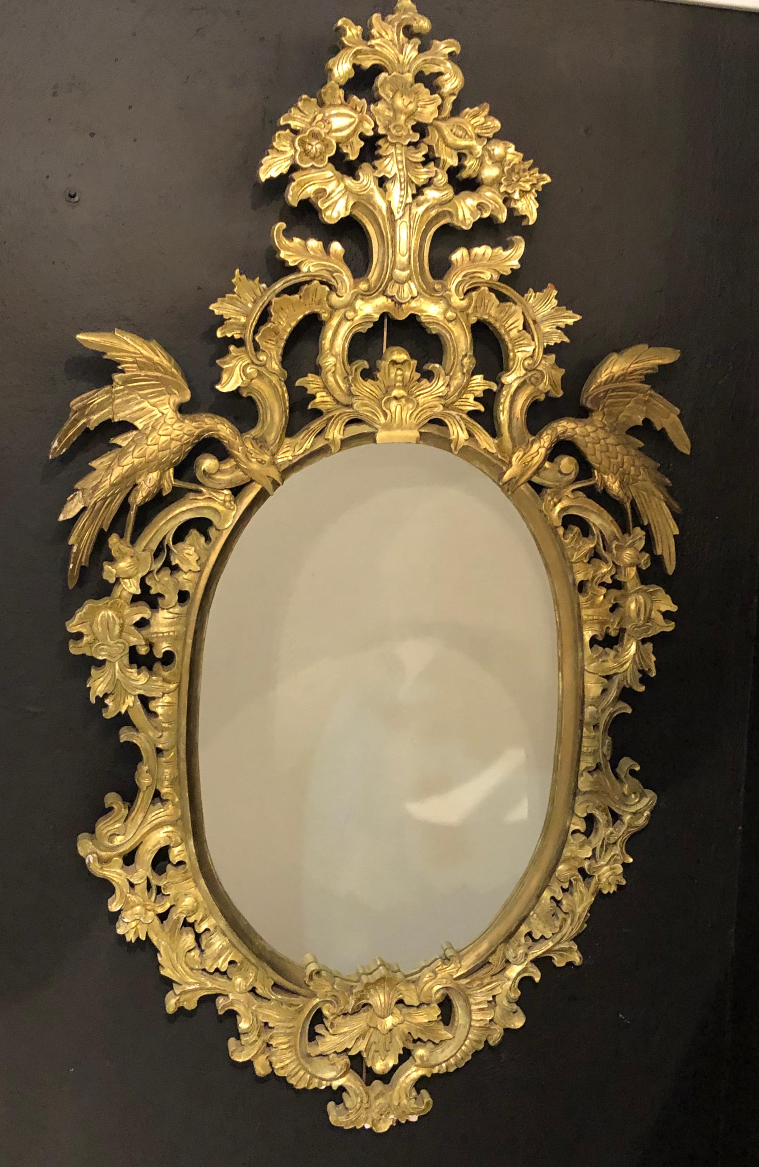 Chippendale Style Console, Wall or over the Mantle Mirrors, a Pair Italian In Good Condition For Sale In Stamford, CT