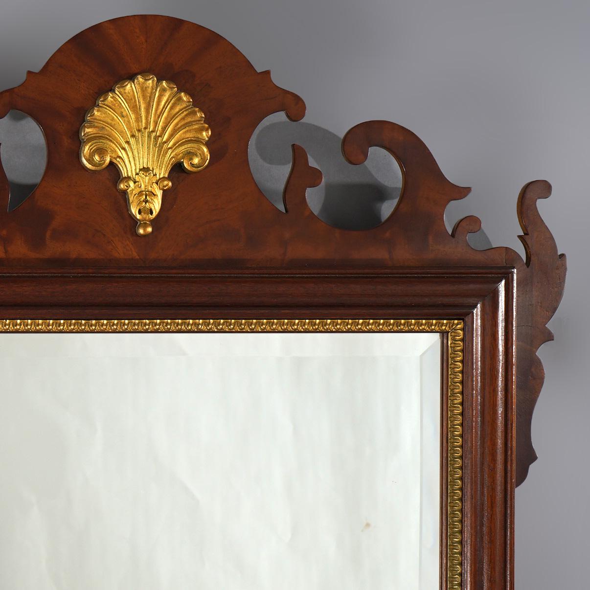 Chippendale Style Council Mahogany & Giltwood Wall Mirror 20thC In Good Condition For Sale In Big Flats, NY