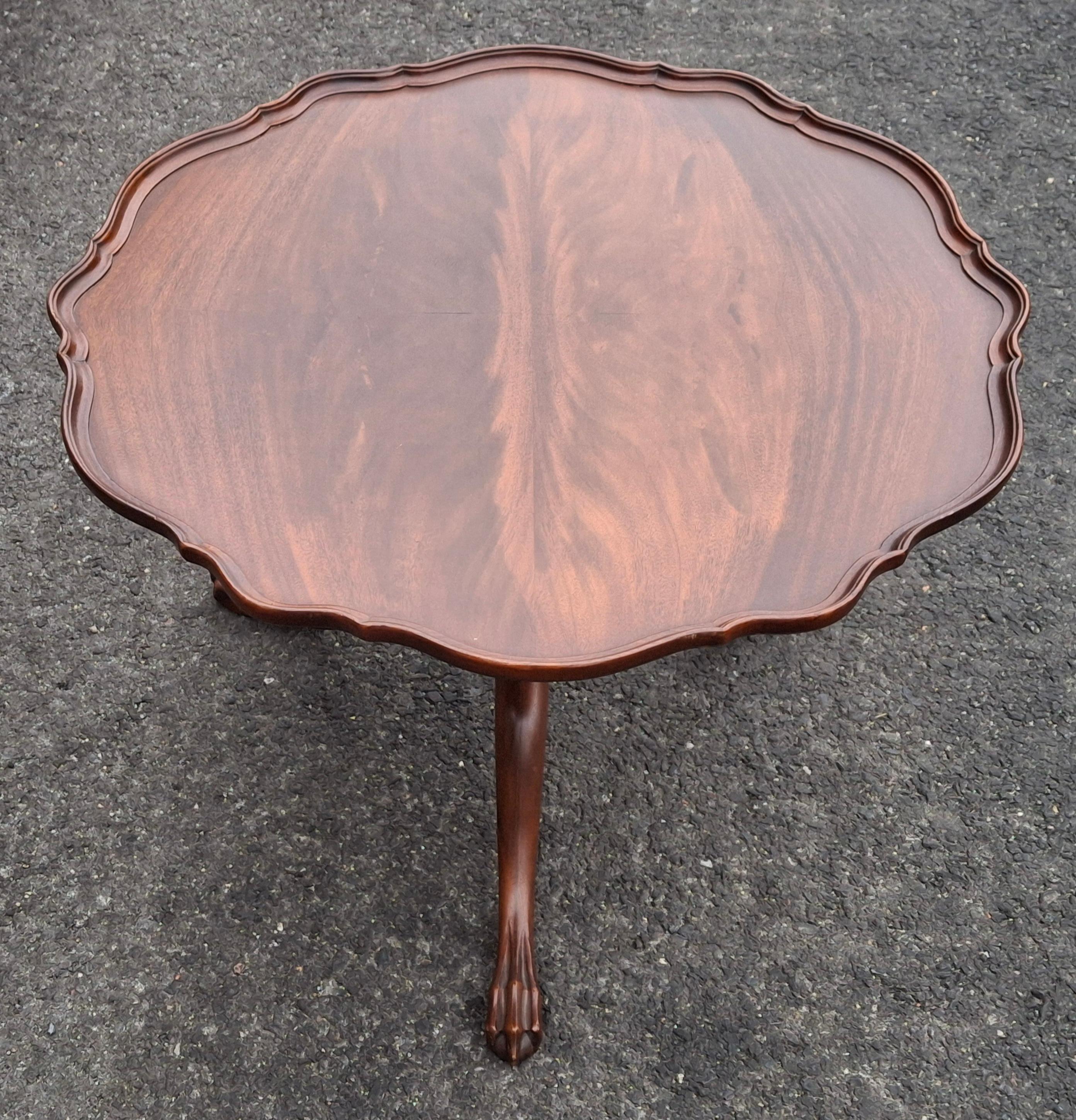 Gothic Revival Chippendale Style Crotch Mahogany Low Center Table or Coffee Table For Sale