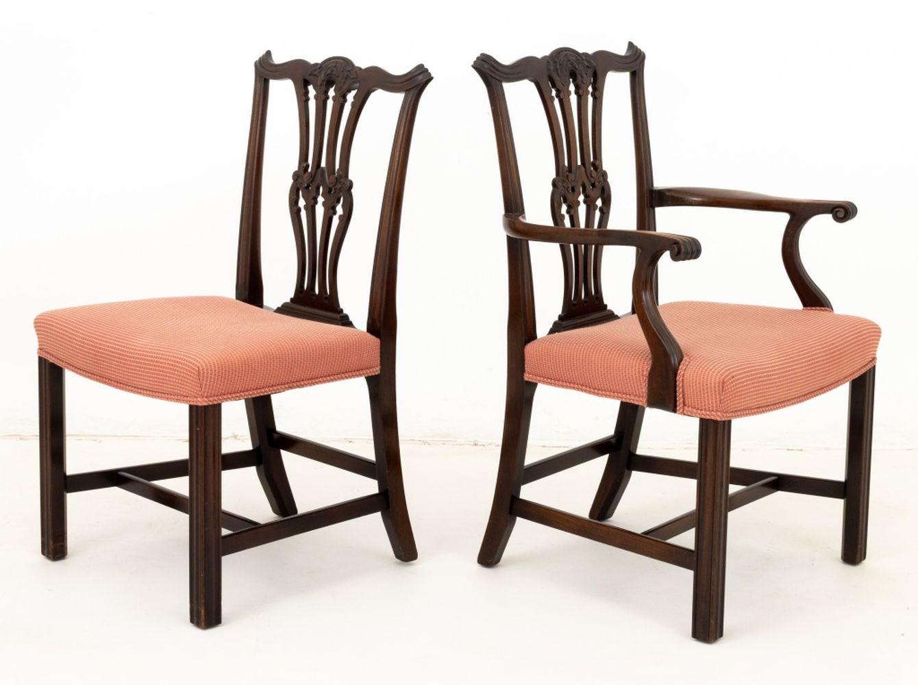 20th Century Chippendale Style Dining Chairs, 8 For Sale
