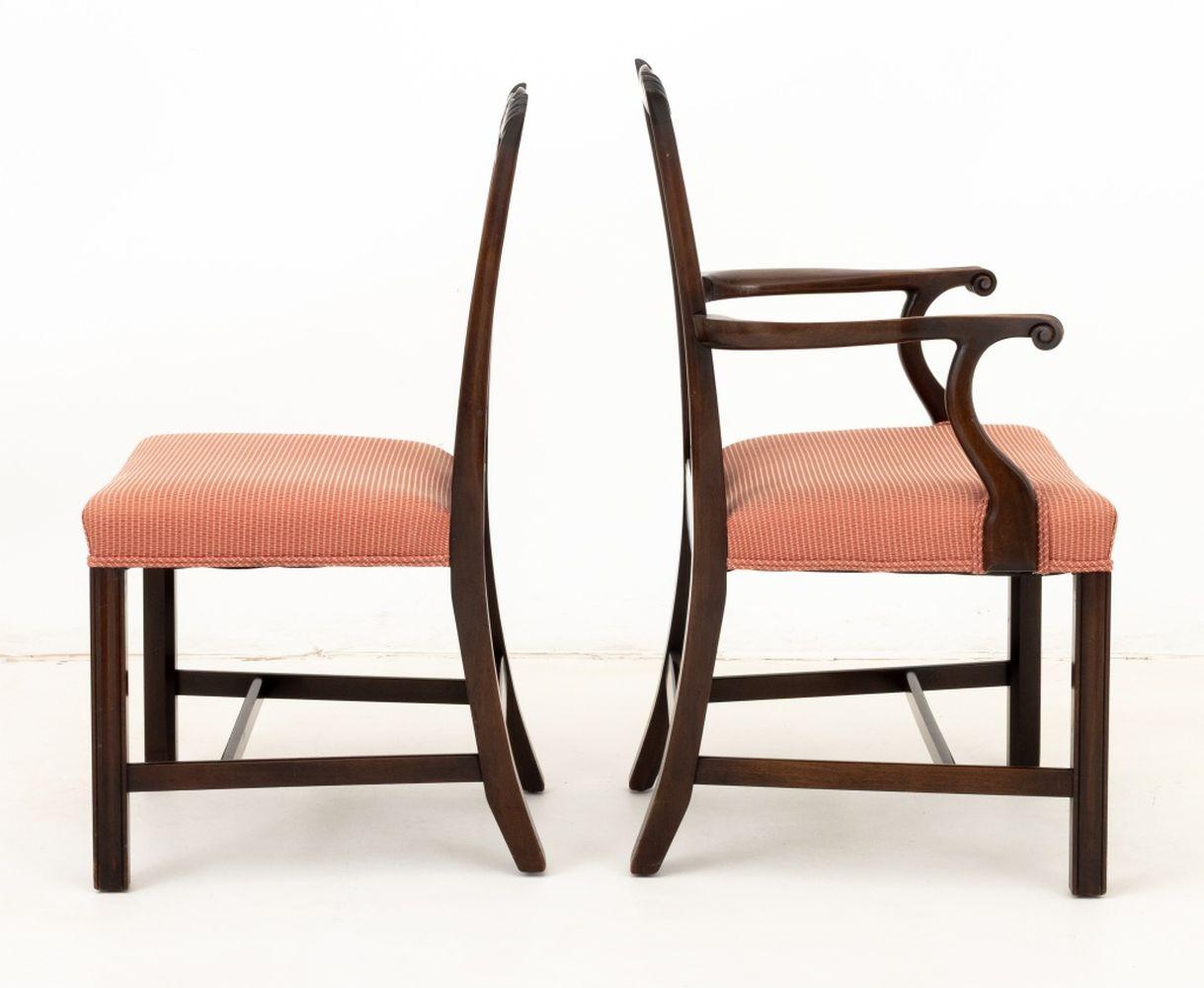 Upholstery Chippendale Style Dining Chairs, 8 For Sale