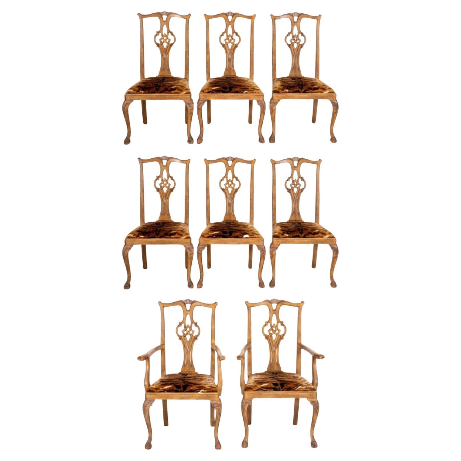 Chippendale Style Dining Chairs, 8 For Sale