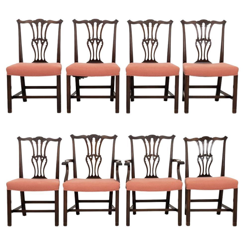Chippendale Style Dining Chairs, 8 For Sale