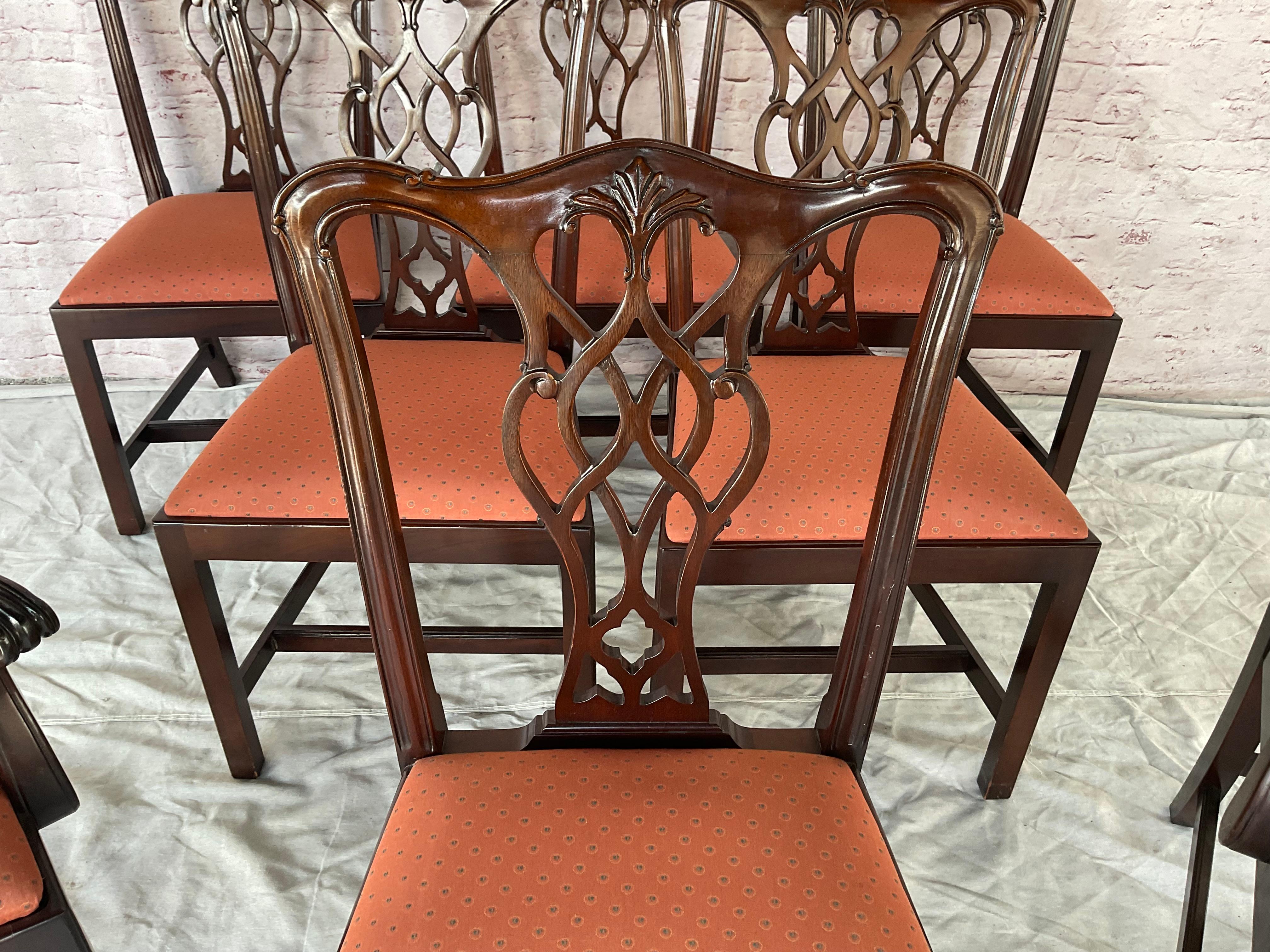 Chippendale Style Dining Chairs, Set of Eight For Sale 1