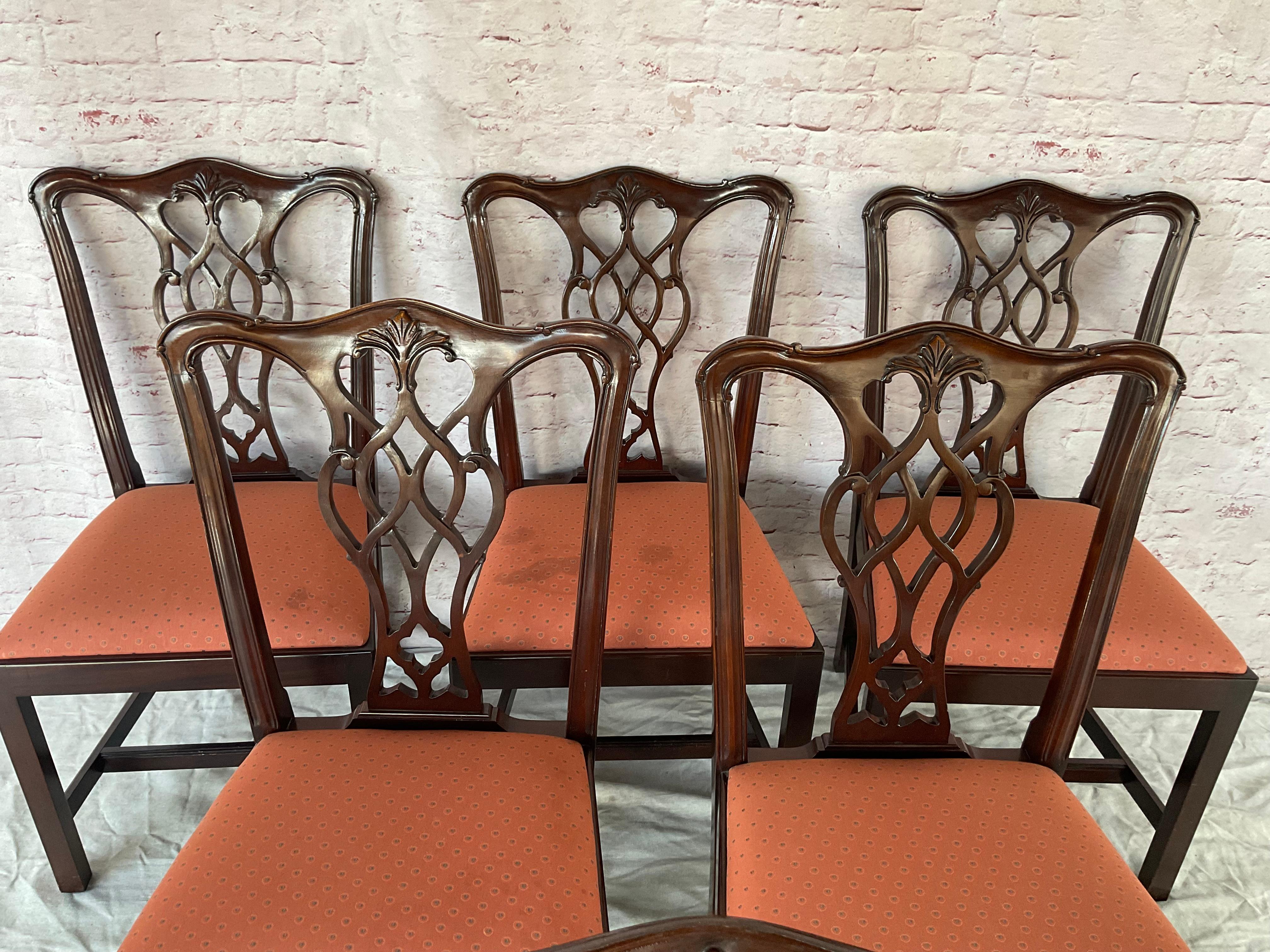 Chippendale Style Dining Chairs, Set of Eight For Sale 2