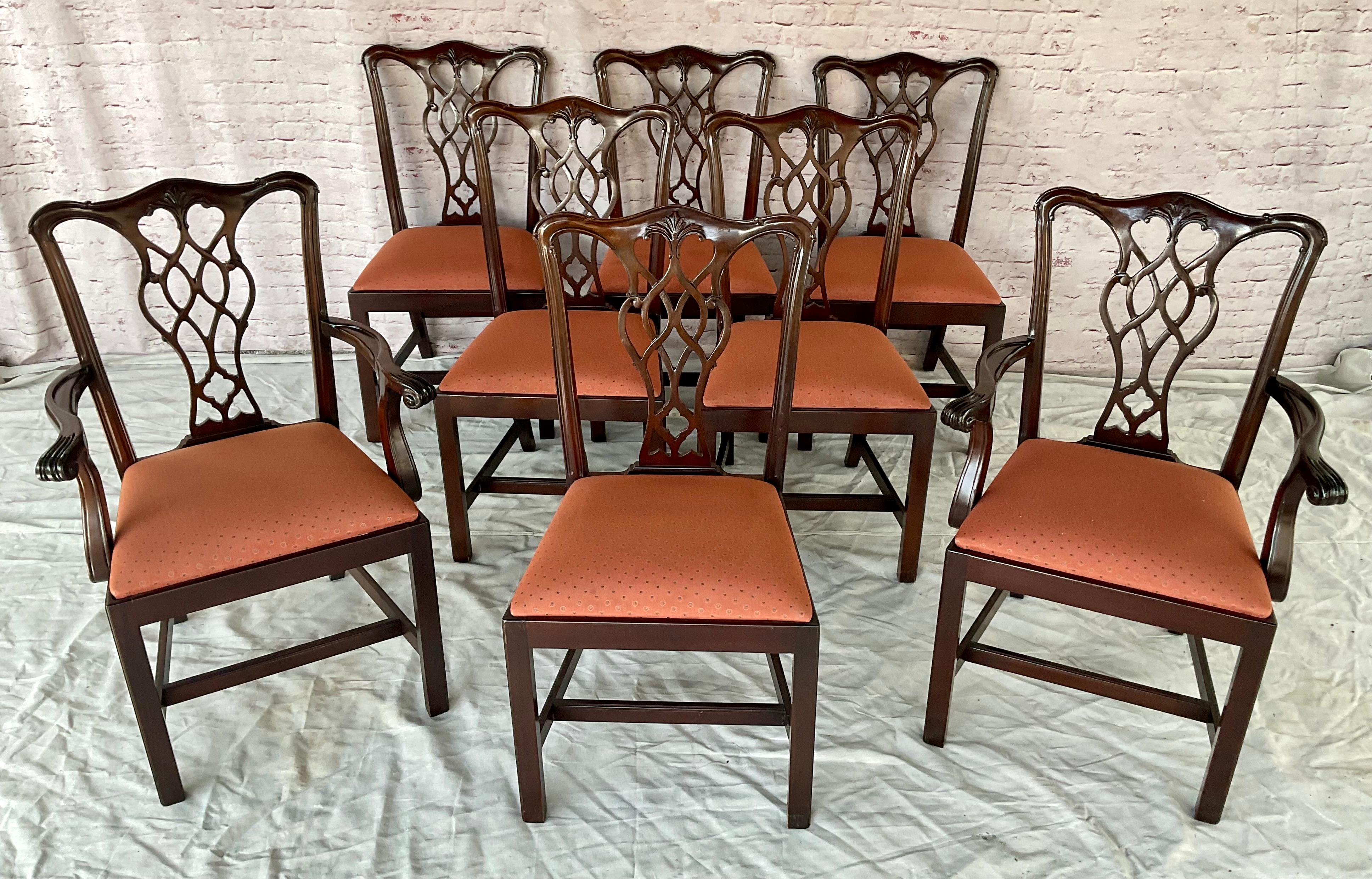 Chippendale Style Dining Chairs, Set of Eight For Sale 3