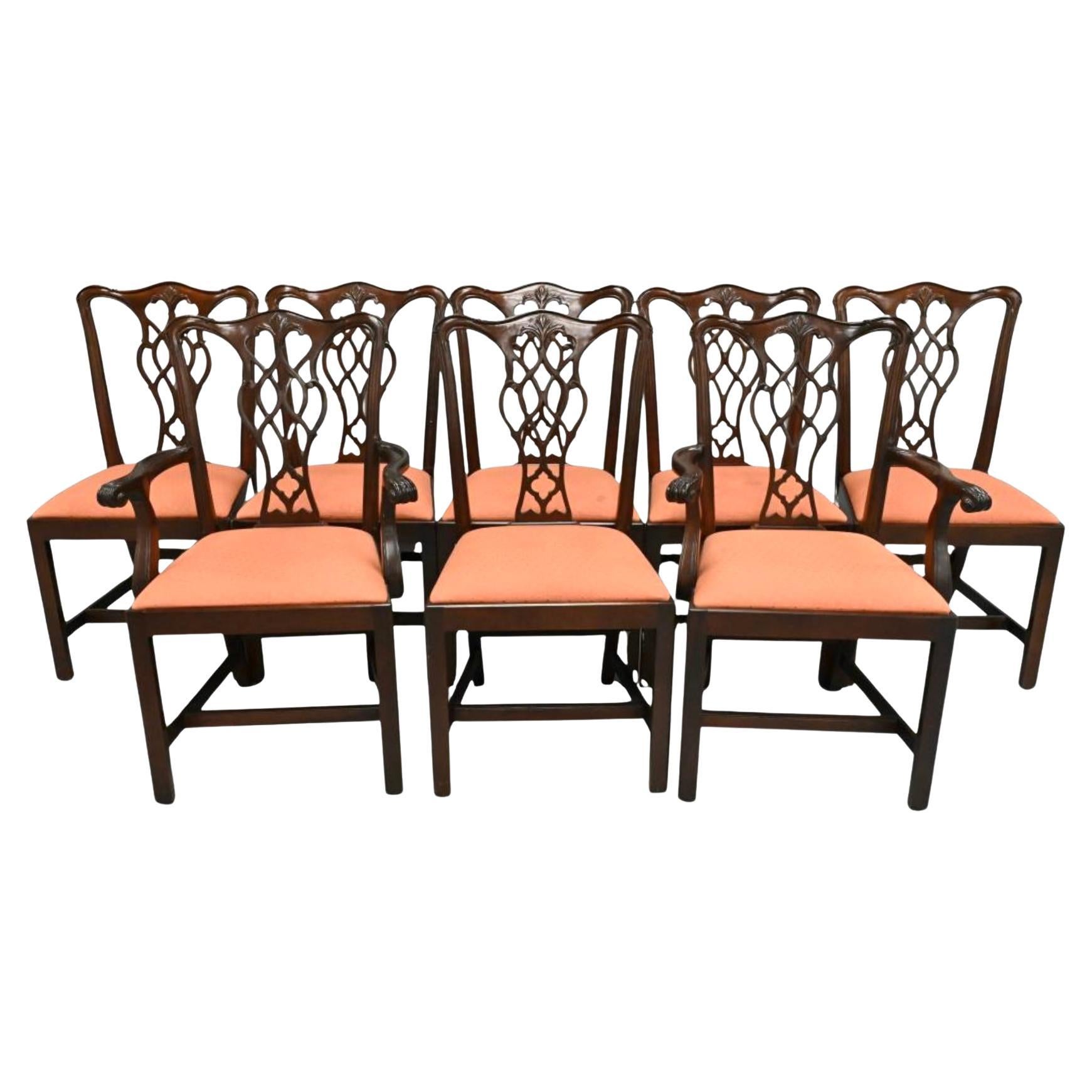 Chippendale Style Dining Chairs, Set of Eight For Sale