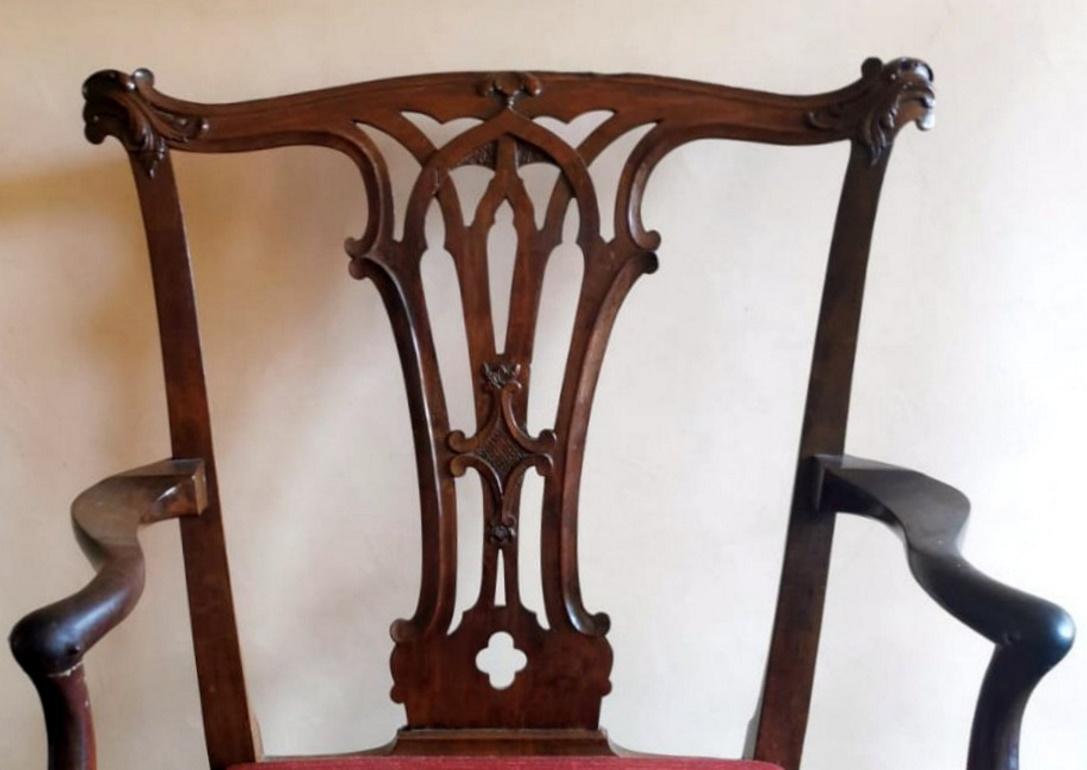 XIXe siècle Chaise anglaise de style Chippendale « Antique Master » avec accoudoirs