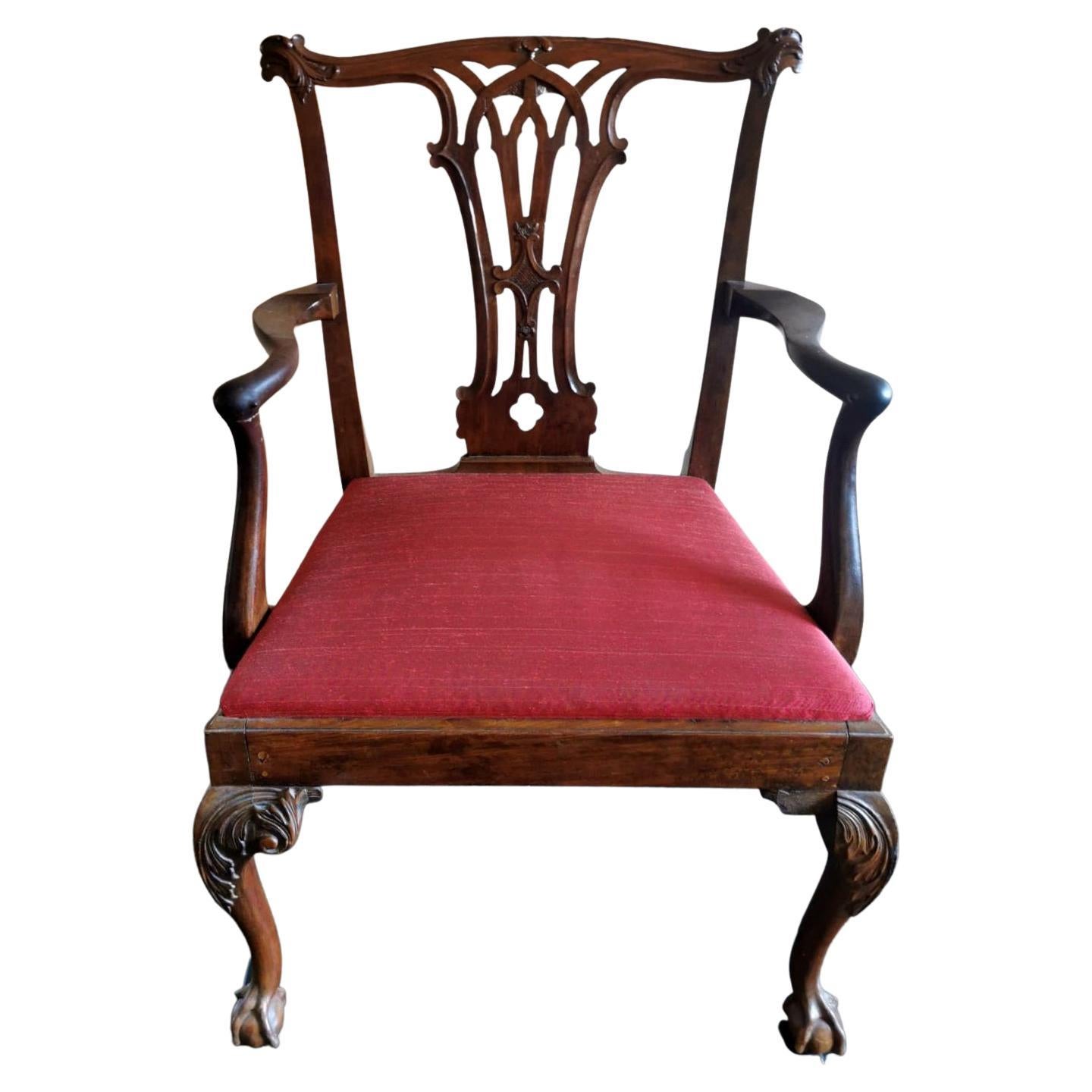 Chippendale Style English Chair "Antique Master" with Armrests