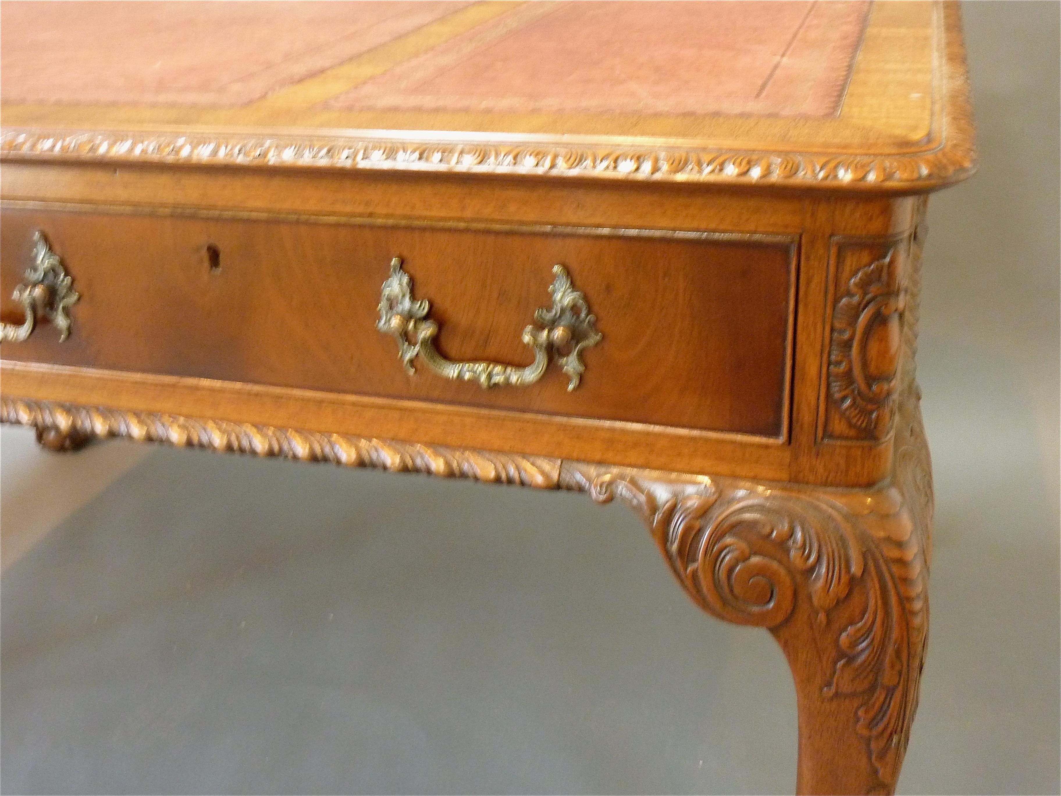 Gilt “Chippendale” Style English Writing Table