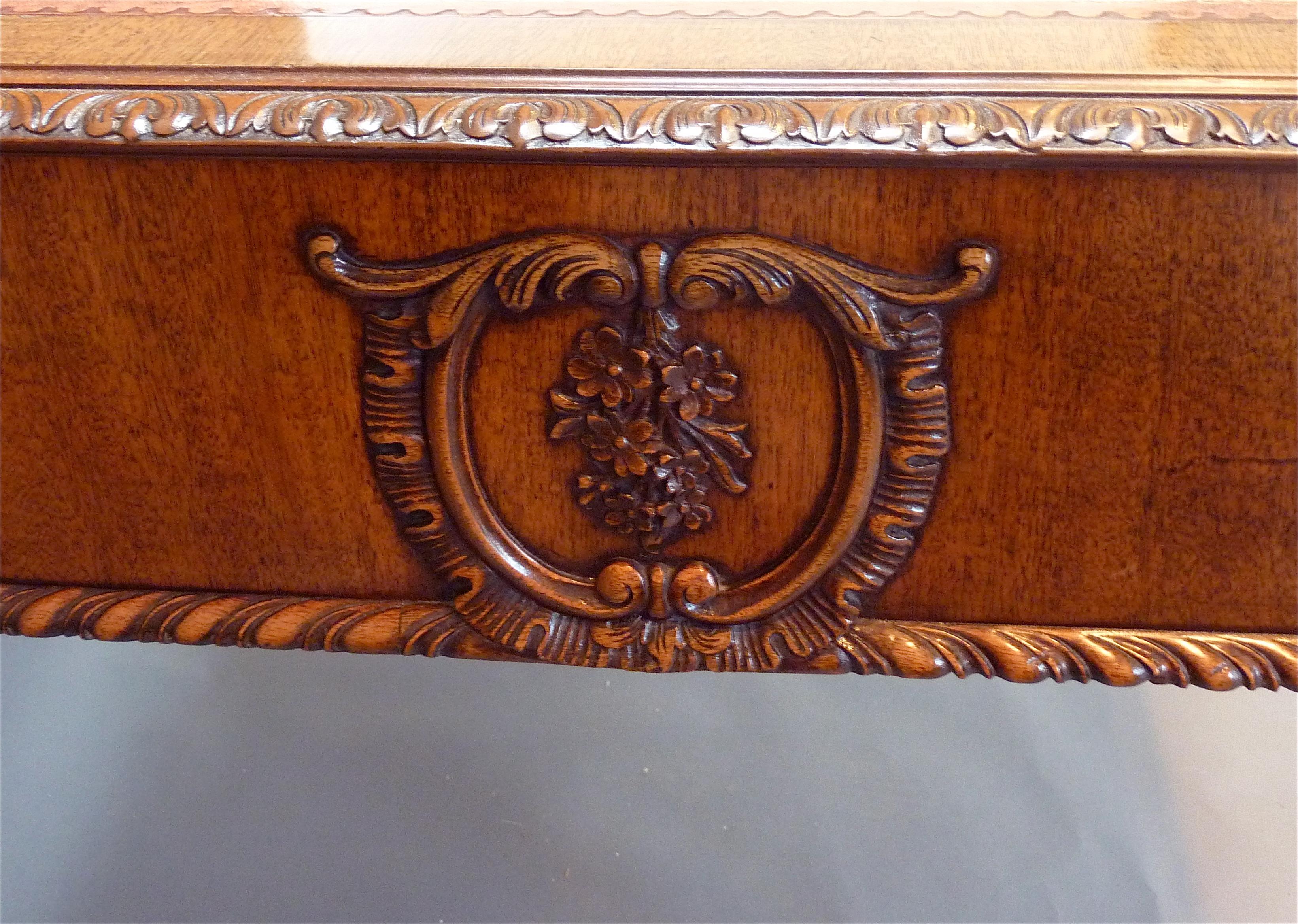 Leather “Chippendale” Style English Writing Table