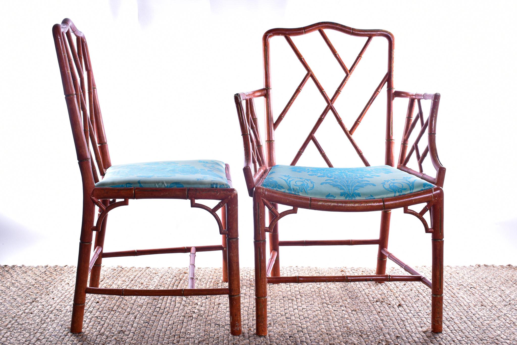 Chinese Chippendale Chippendale Style Faux Bamboo Chairs