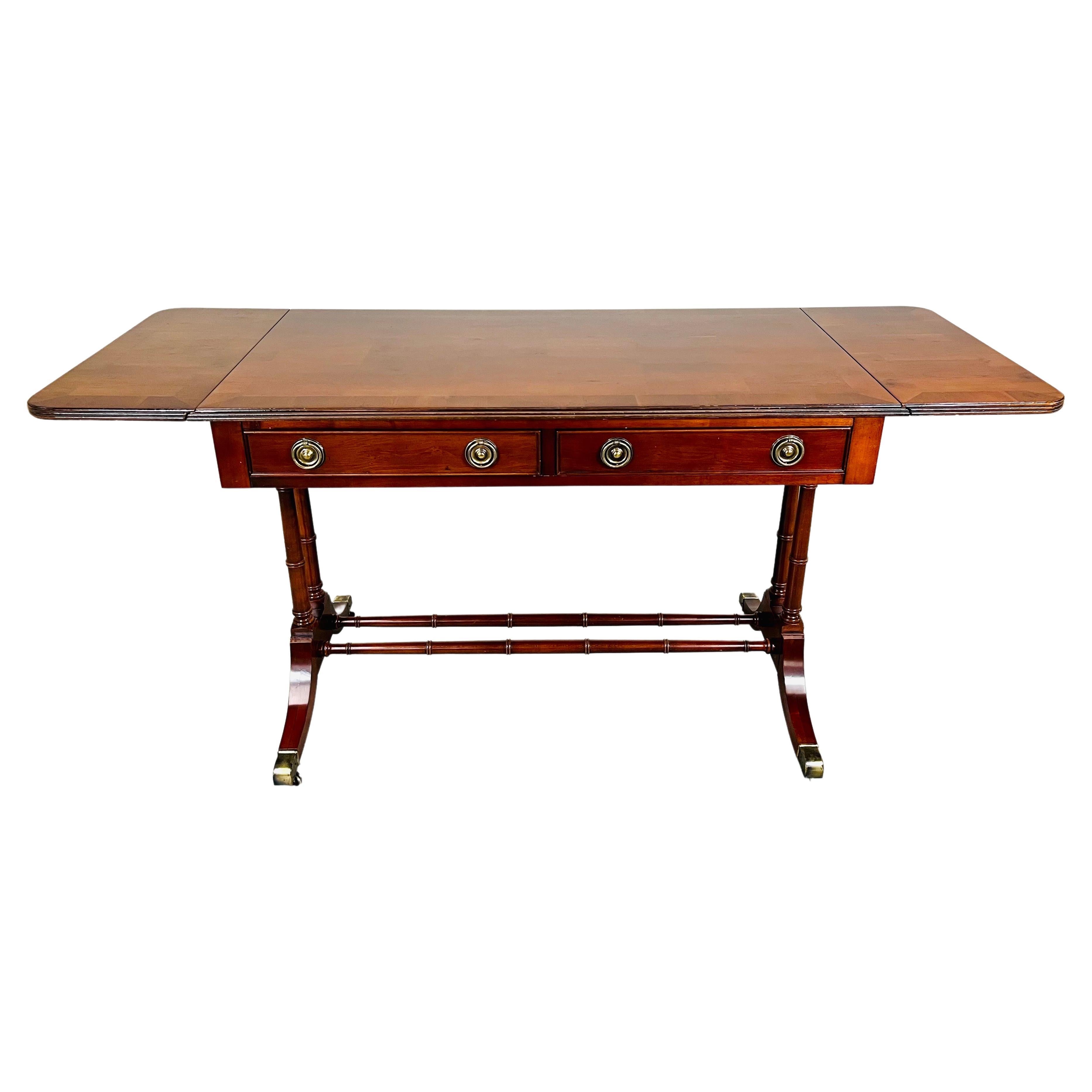 Chippendale Style Faux Bamboo Drop Leaf Desk or Dining Table For Sale