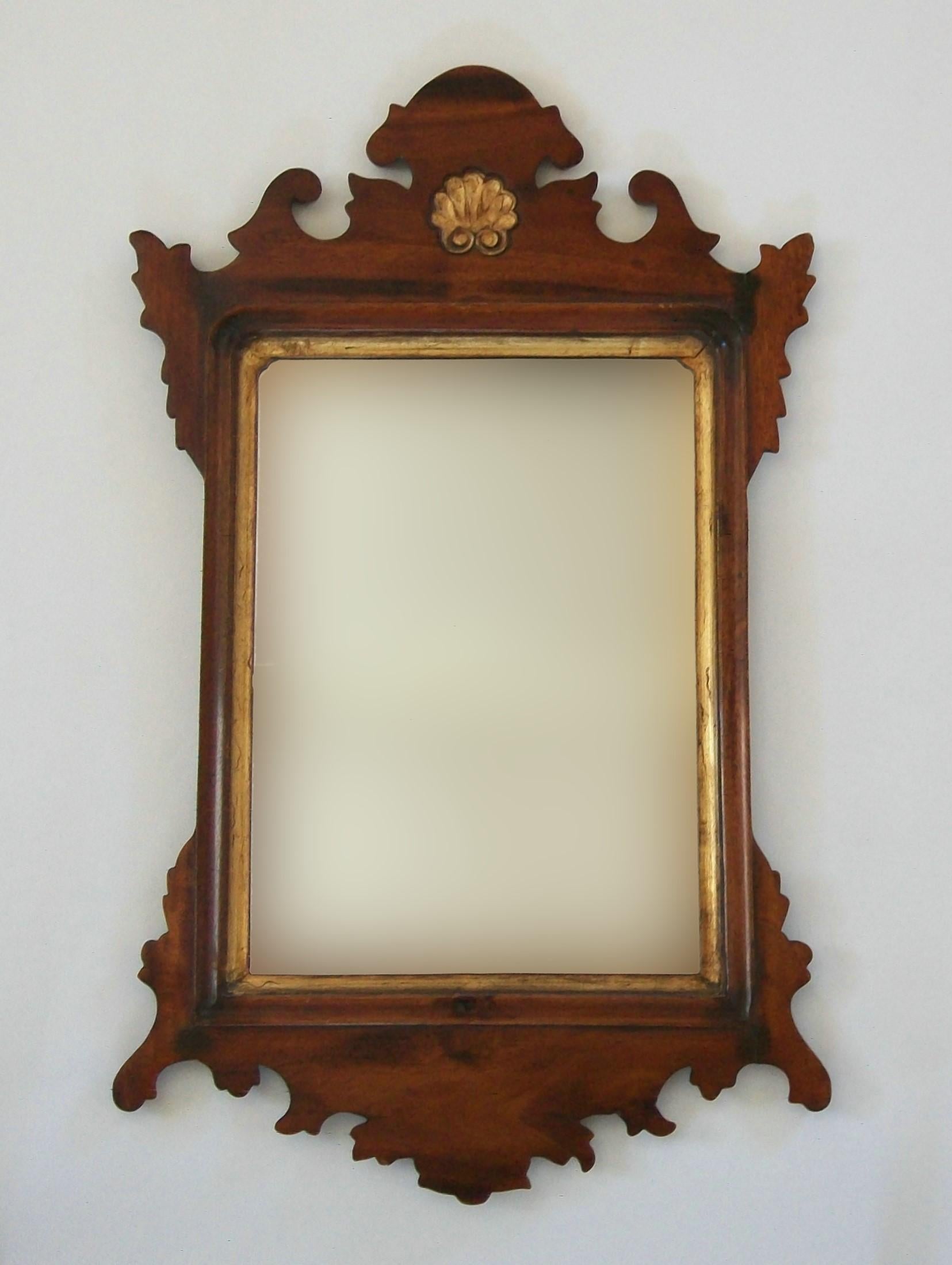 British Chippendale Style Flamed Mahogany & Parcel Gilt Mirror, UK, Early 20th Century