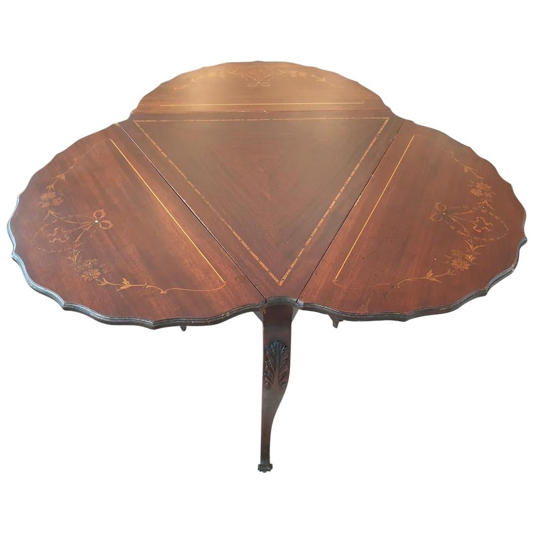 Chippendale Style Folding Top Table in Unusual Shape For Sale