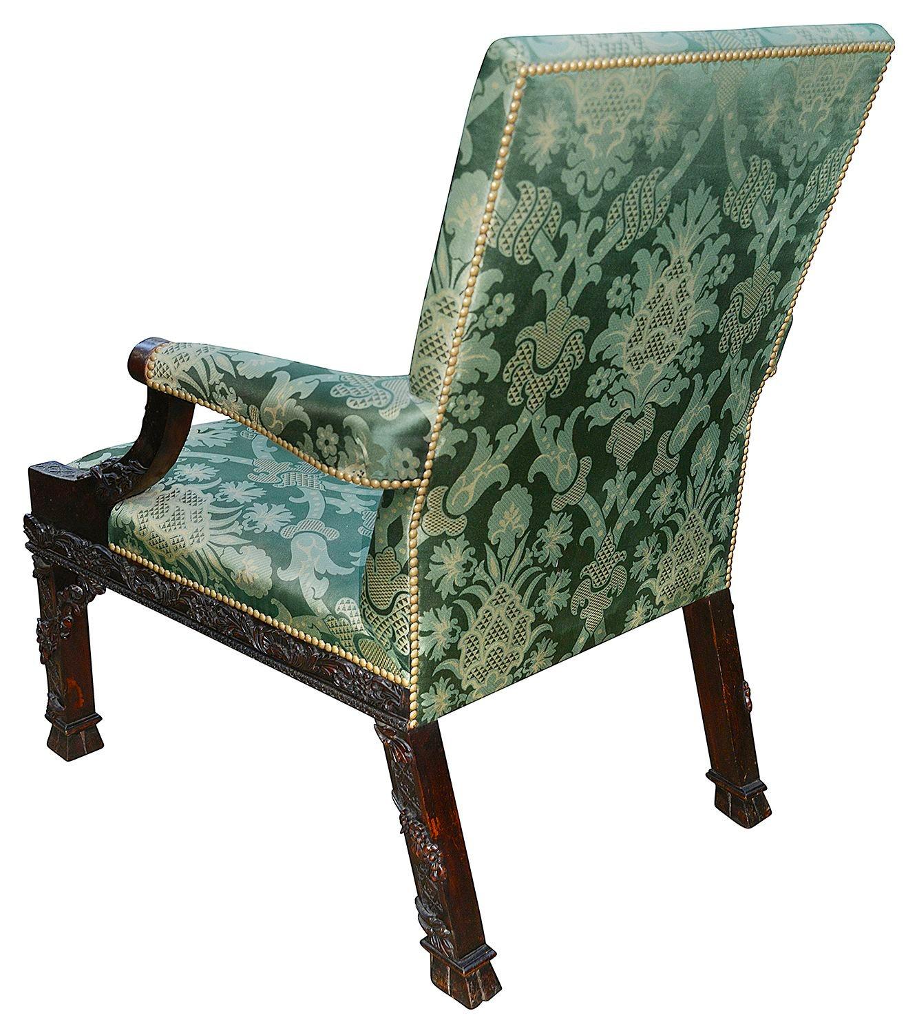 Early 20th Century Chippendale style Gainsborough arm chair, after William Vile, circa 1900 For Sale