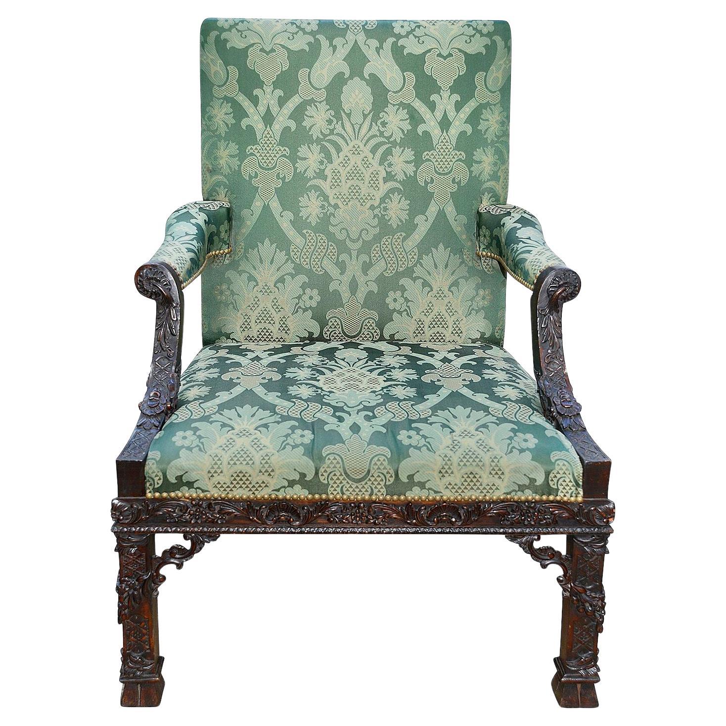 Chippendale style Gainsborough arm chair, after William Vile, circa 1900 For Sale