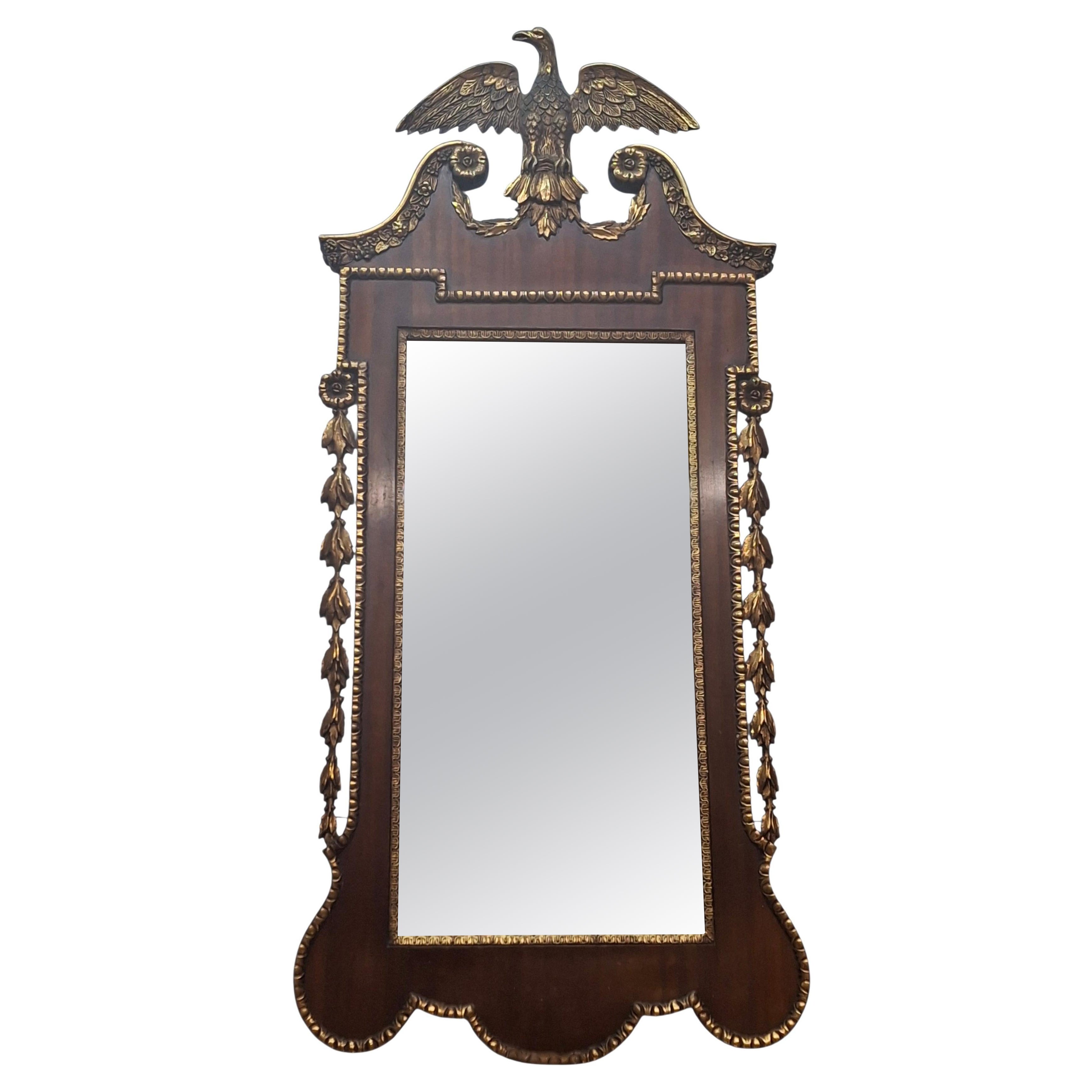 Chippendale Style Gilt Mahogany Mirror w/Federal Eagle Finial