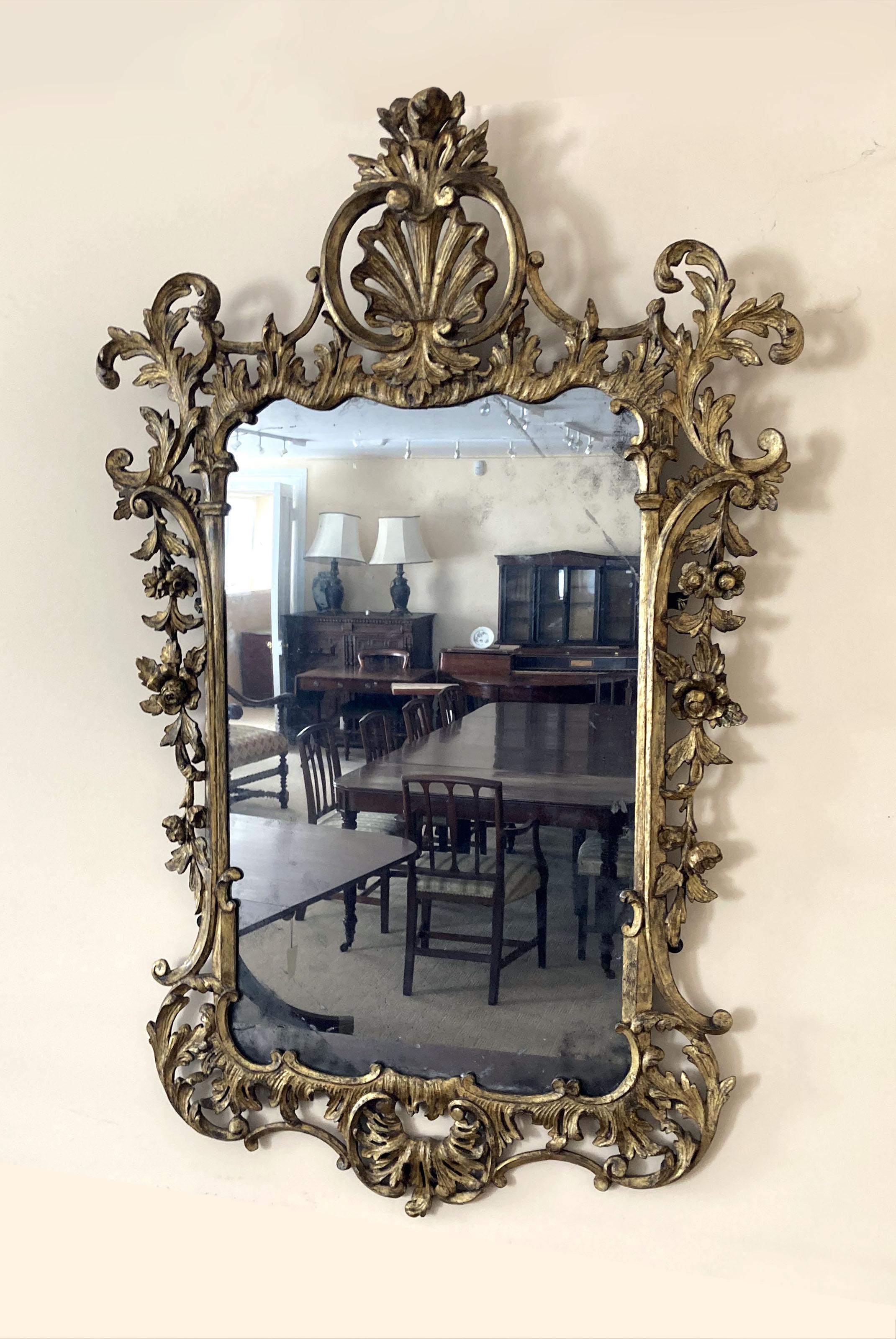 19th Century Chippendale Style Giltwood Mirror