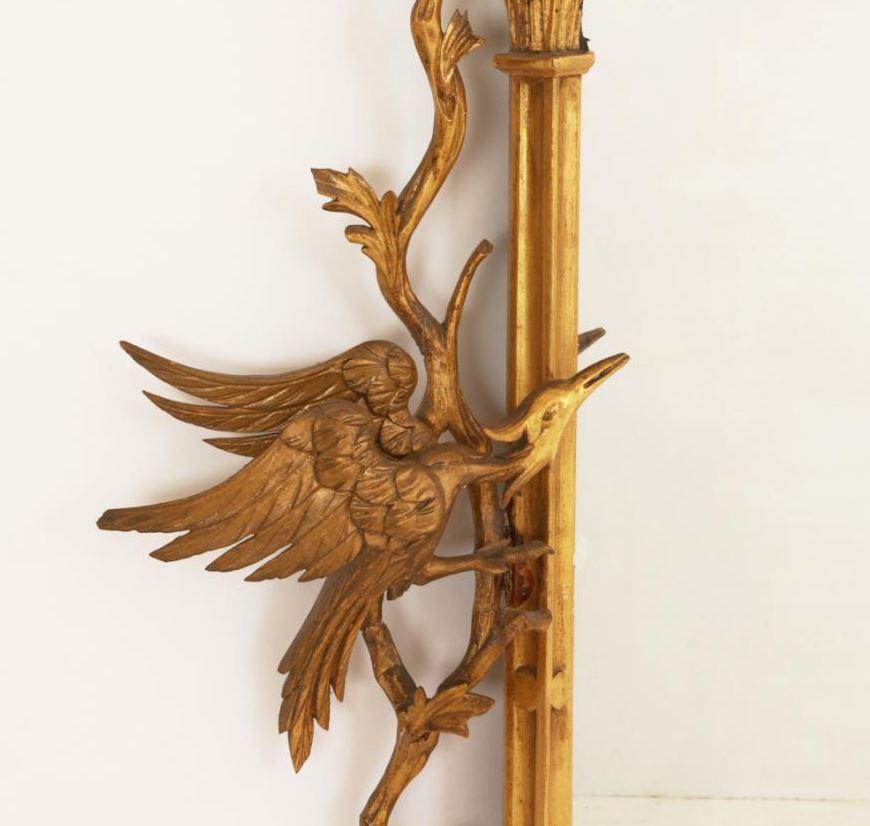 Chippendale Style Giltwood Mirror With Hoho Birds, 19 Century 4