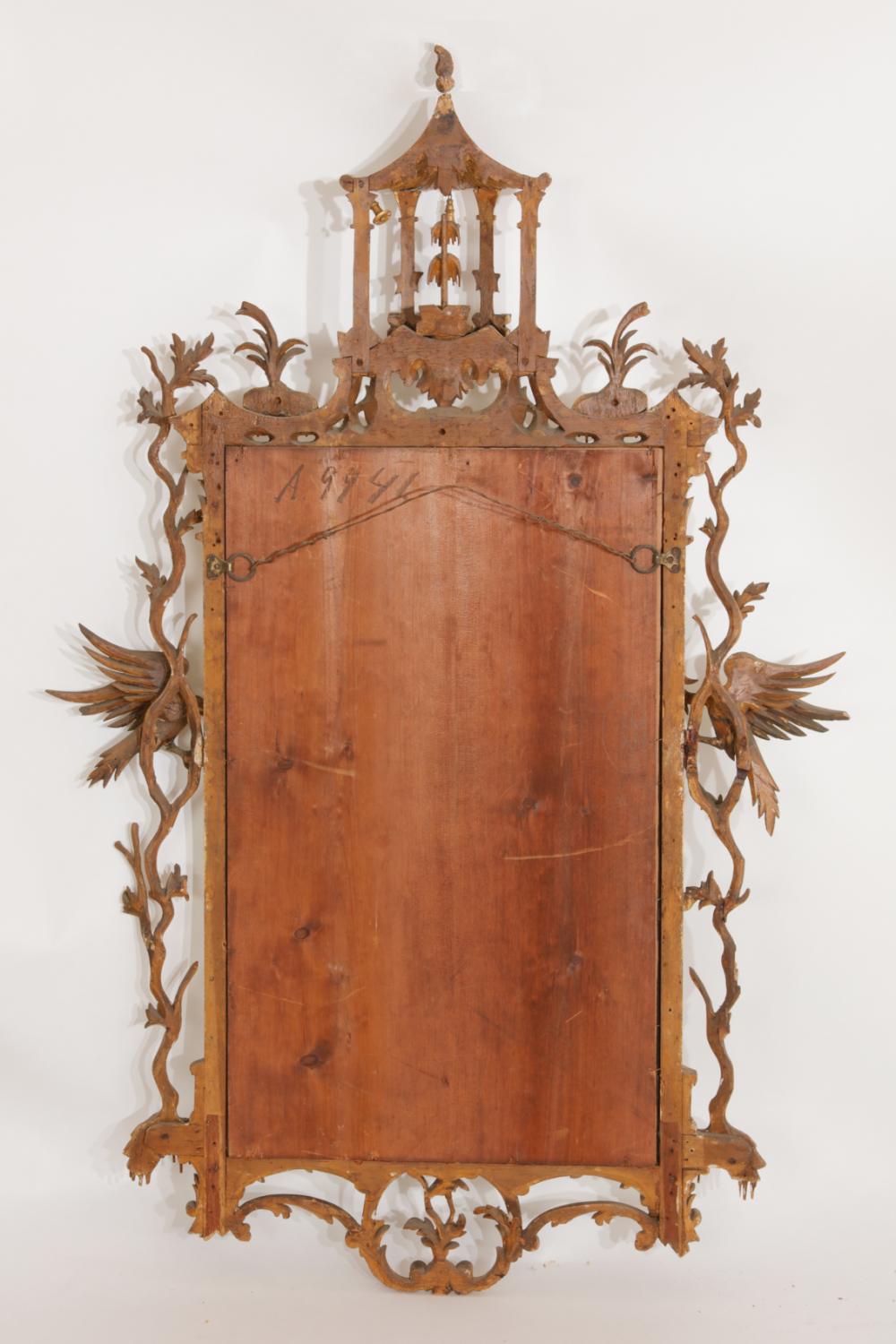 Chippendale Style Giltwood Mirror With Hoho Birds, 19 Century 6