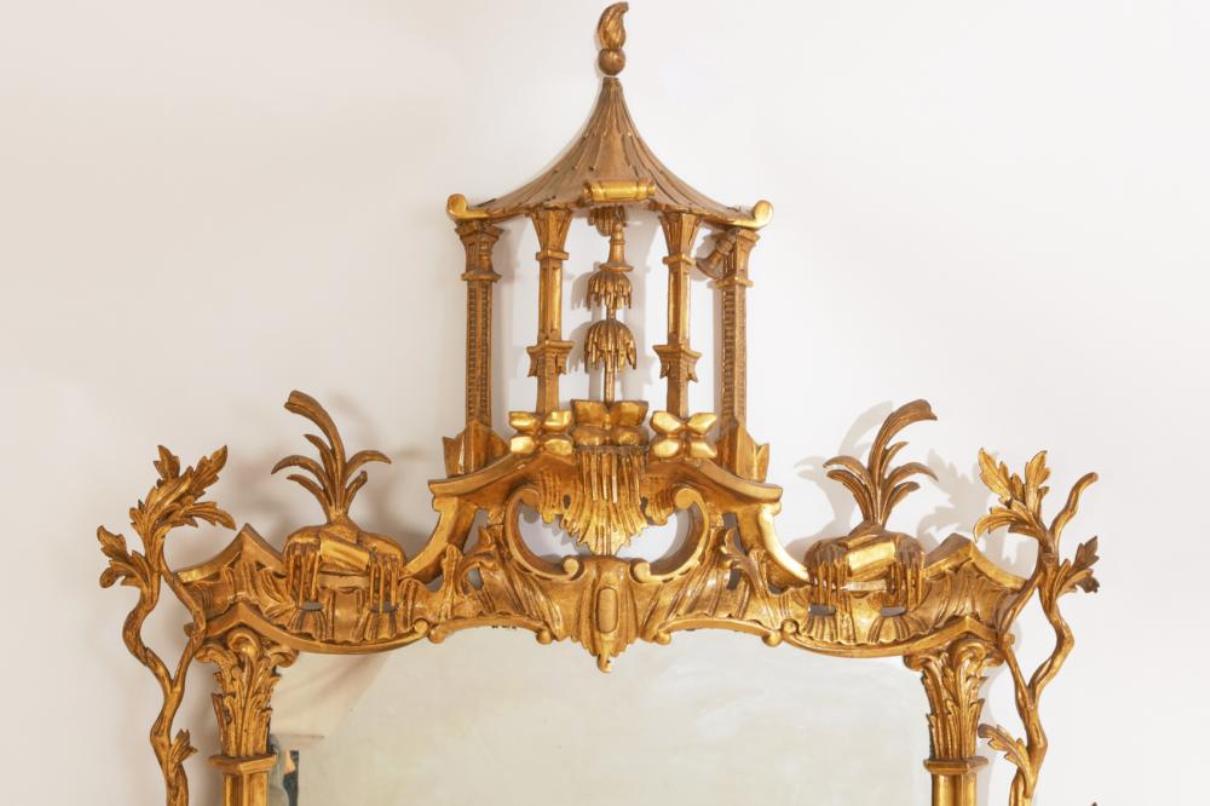 Chippendale Style Giltwood Mirror With Hoho Birds, 19 Century 1