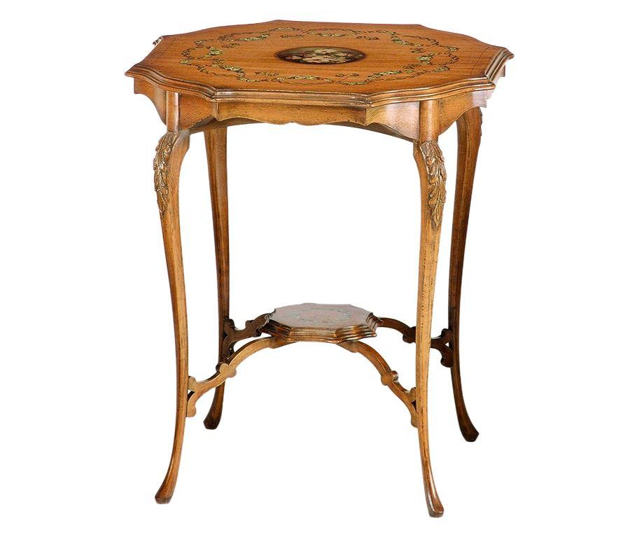 Graceful cabriole legs and fine hand-painted floral motives define the delicate look of this beech side table, a meticulous reproduction of a Chippendale original from 1750-1779. Deftly hand-carved to achieve its leaf detailing and sinuous four-form