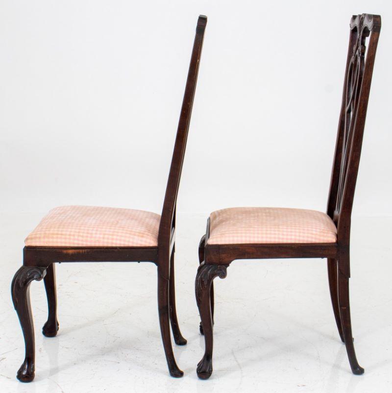 Chippendale Style High Back Mahogany Side Chairs, 2 In Good Condition In New York, NY