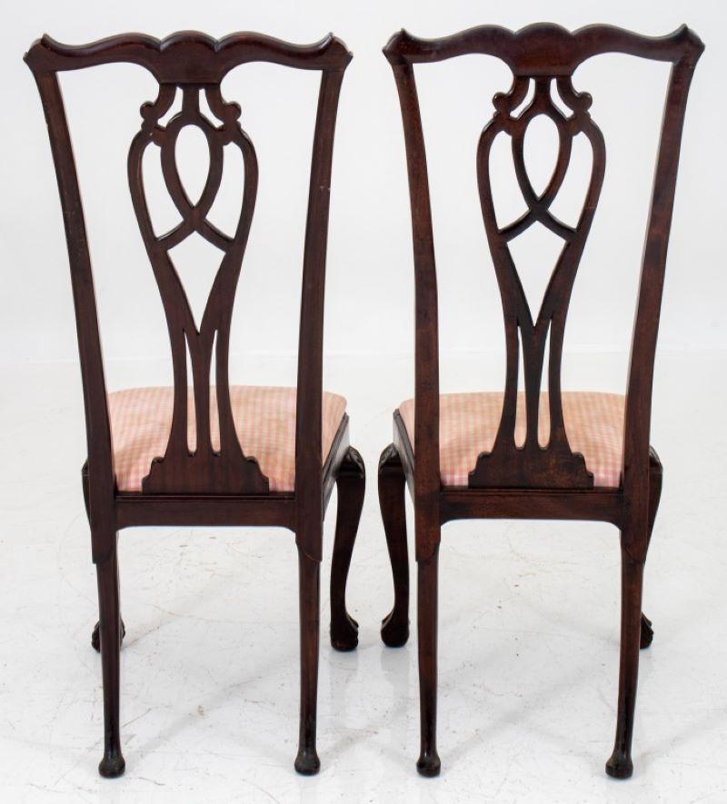 Chippendale Style High Back Mahogany Side Chairs, 2 1