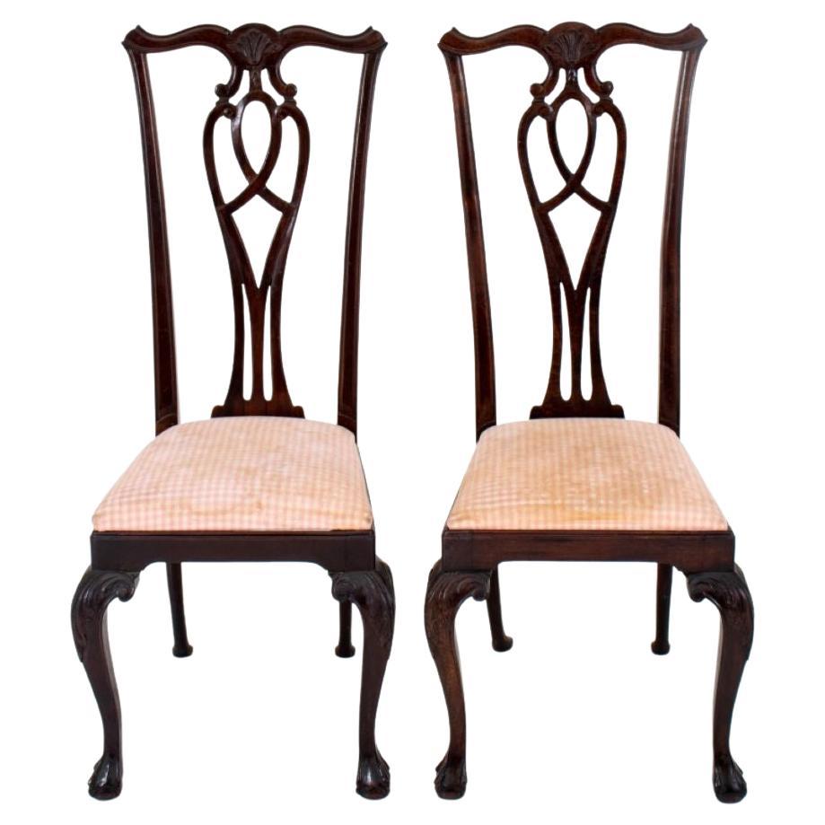 Chippendale Style High Back Mahogany Side Chairs, 2