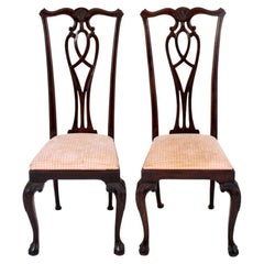 Chippendale Style High Back Mahogany Side Chairs, 2