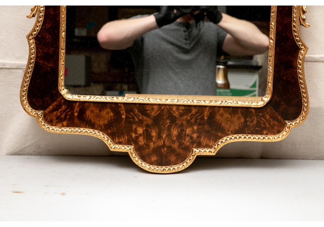 Chippendale Style Italian Mirror Burl Walnut & Gilt Wood Attributed To Labarge In Good Condition For Sale In Bridgeport, CT
