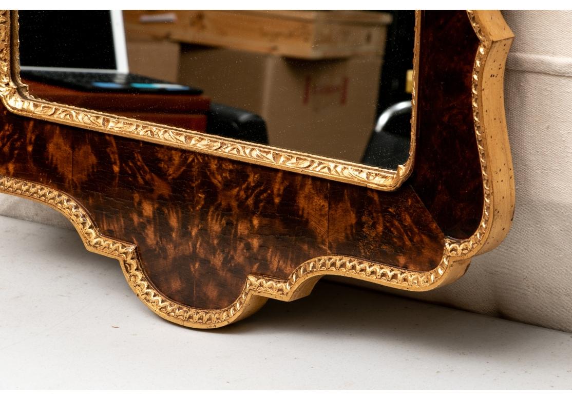 20th Century Chippendale Style Italian Mirror Burl Walnut & Gilt Wood Attributed To Labarge For Sale