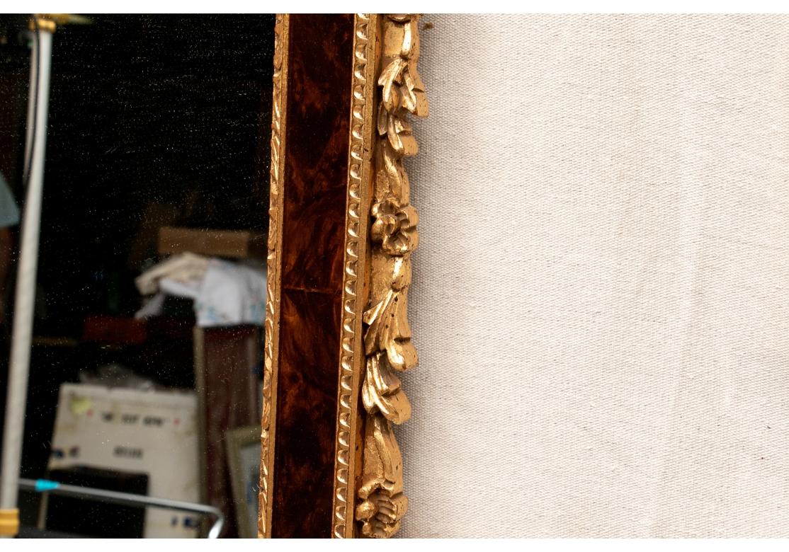 Chippendale Style Italian Mirror Burl Walnut & Gilt Wood Attributed To Labarge For Sale 1