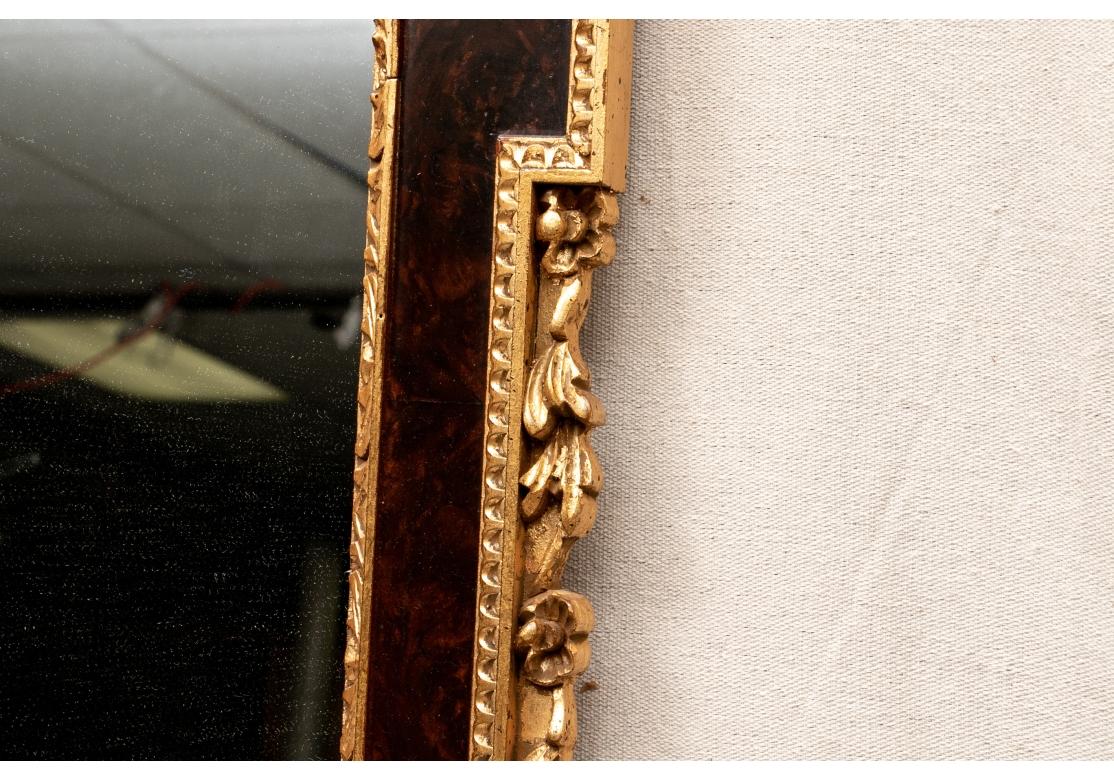 Chippendale Style Italian Mirror Burl Walnut & Gilt Wood Attributed To Labarge For Sale 2